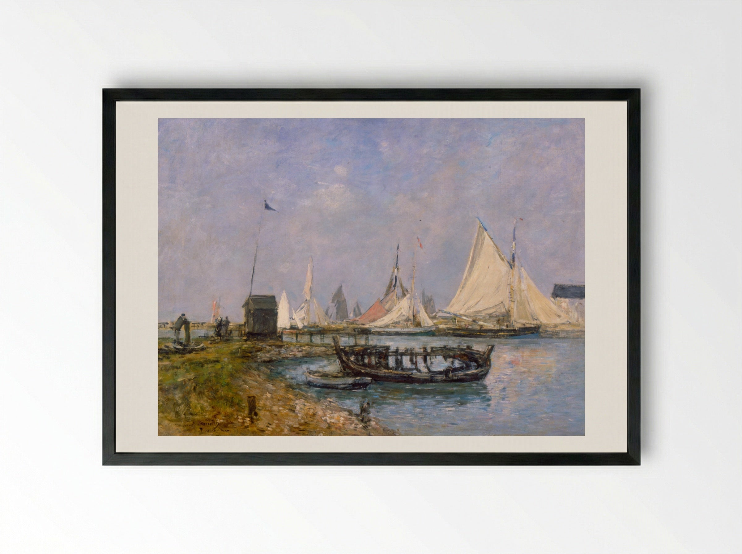 Entrance to the Port of Trouville - Eugène Boudin - Framed Print Black