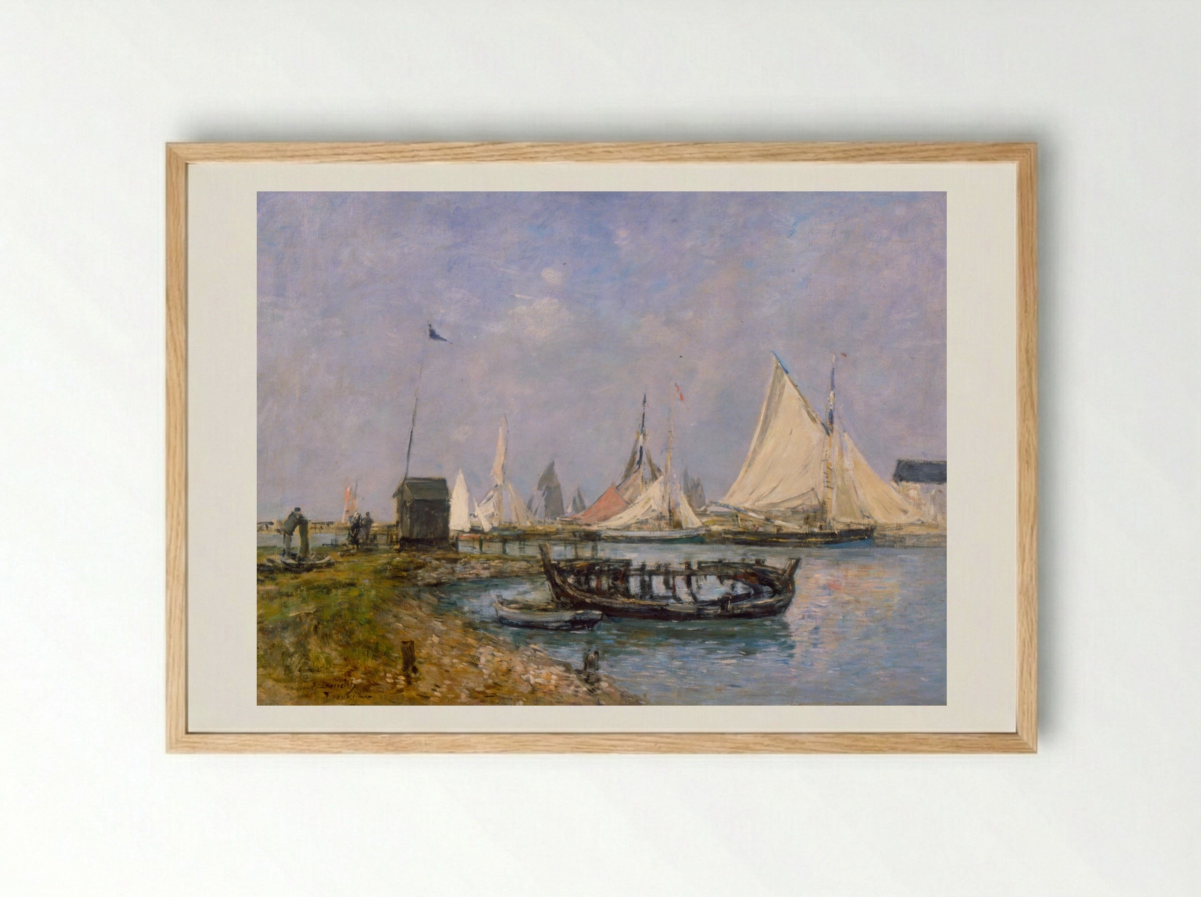 Entrance to the Port of Trouville - Eugène Boudin - Framed Print Wood