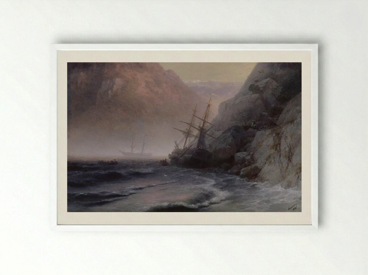 Smugglers - Ivan Aivazovsky - Framed Print White
