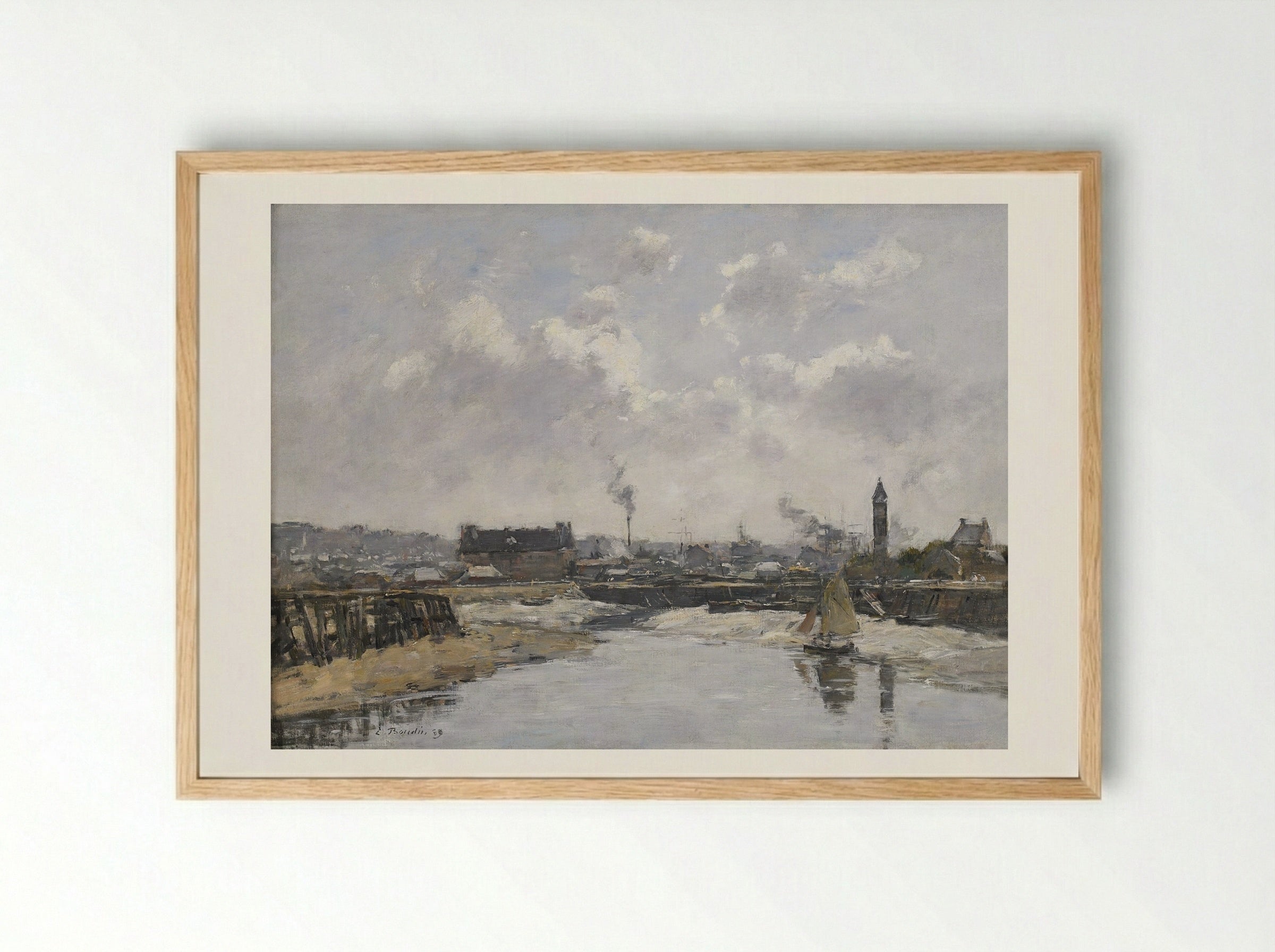 Trouville, the Port at Low Tide - Eugène Boudin - Framed Print Wood