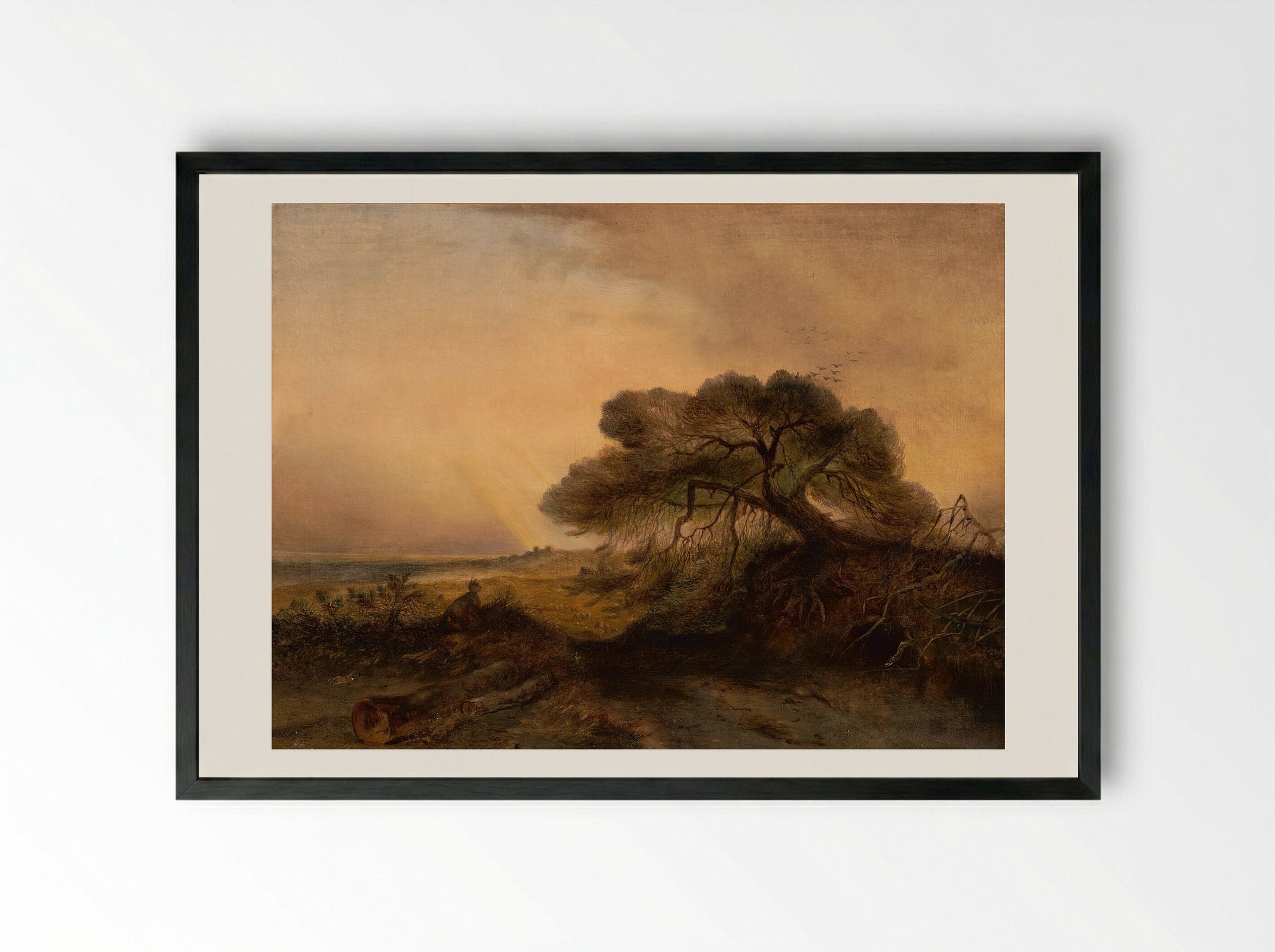 Liggende man met hond - Johannes Tavenraat - Framed Print Black