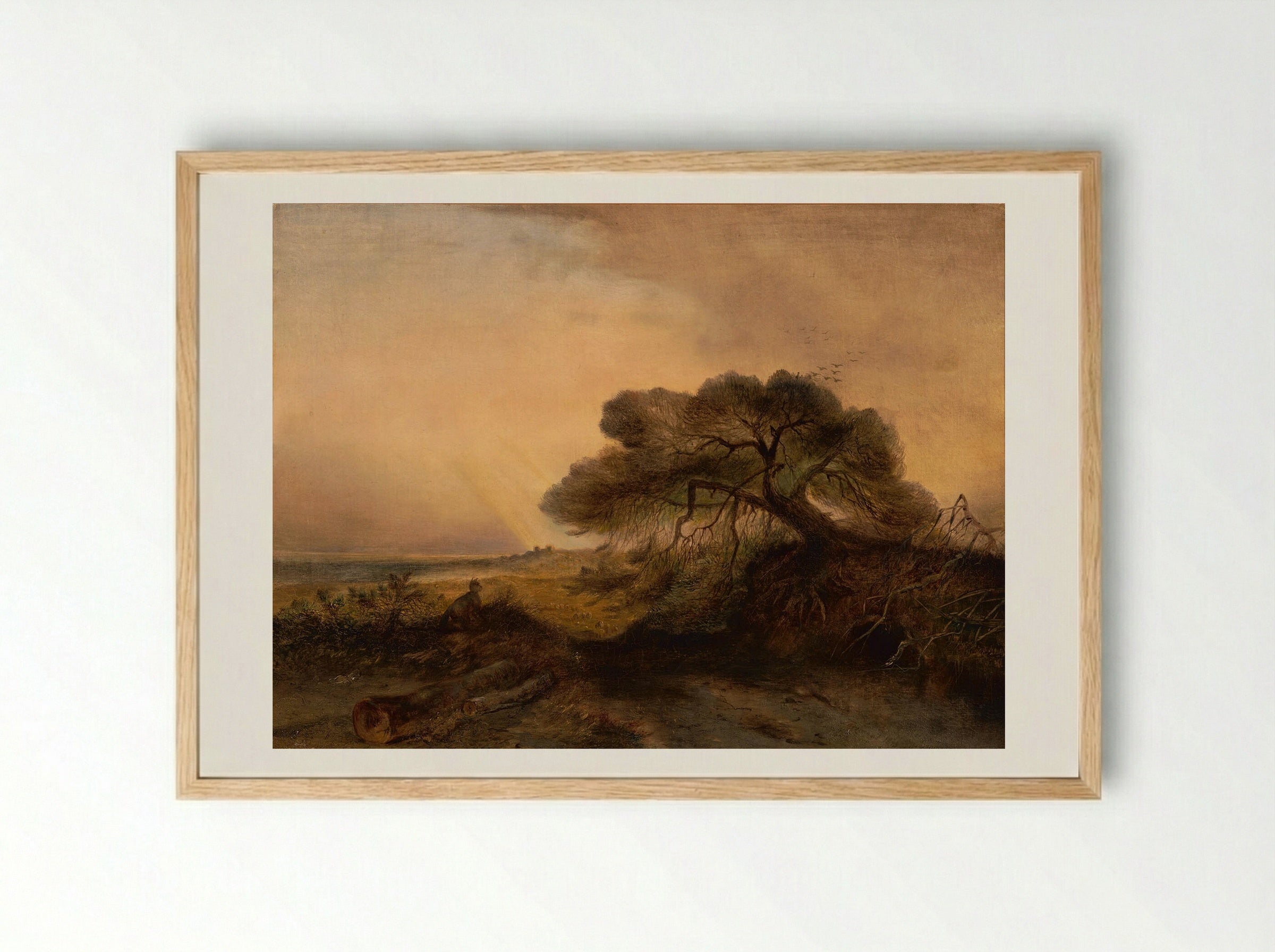 Liggende man met hond - Johannes Tavenraat - Framed Print Wood