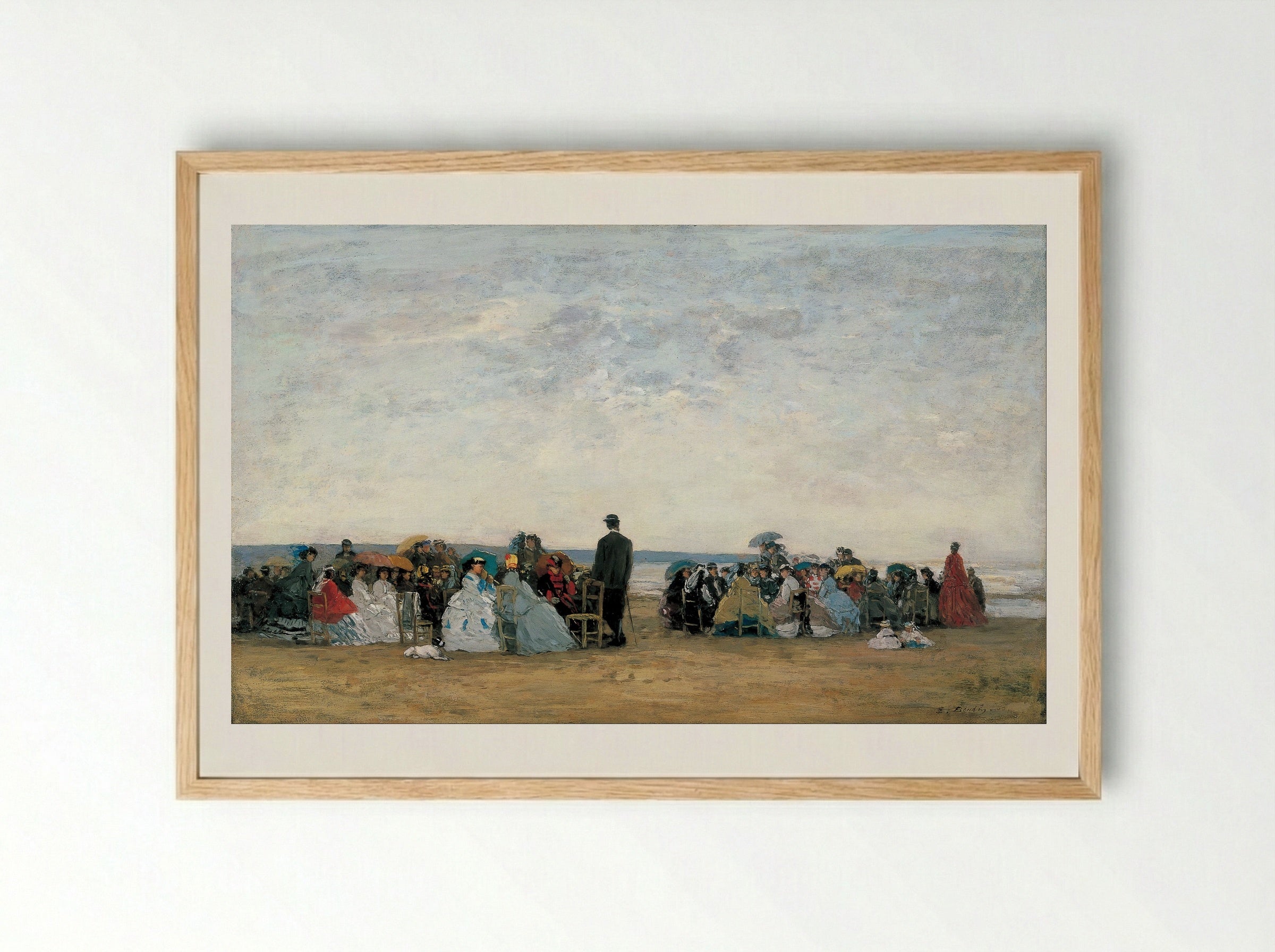 The Beach at Trouville - Eugène Boudin - Framed Print Wood