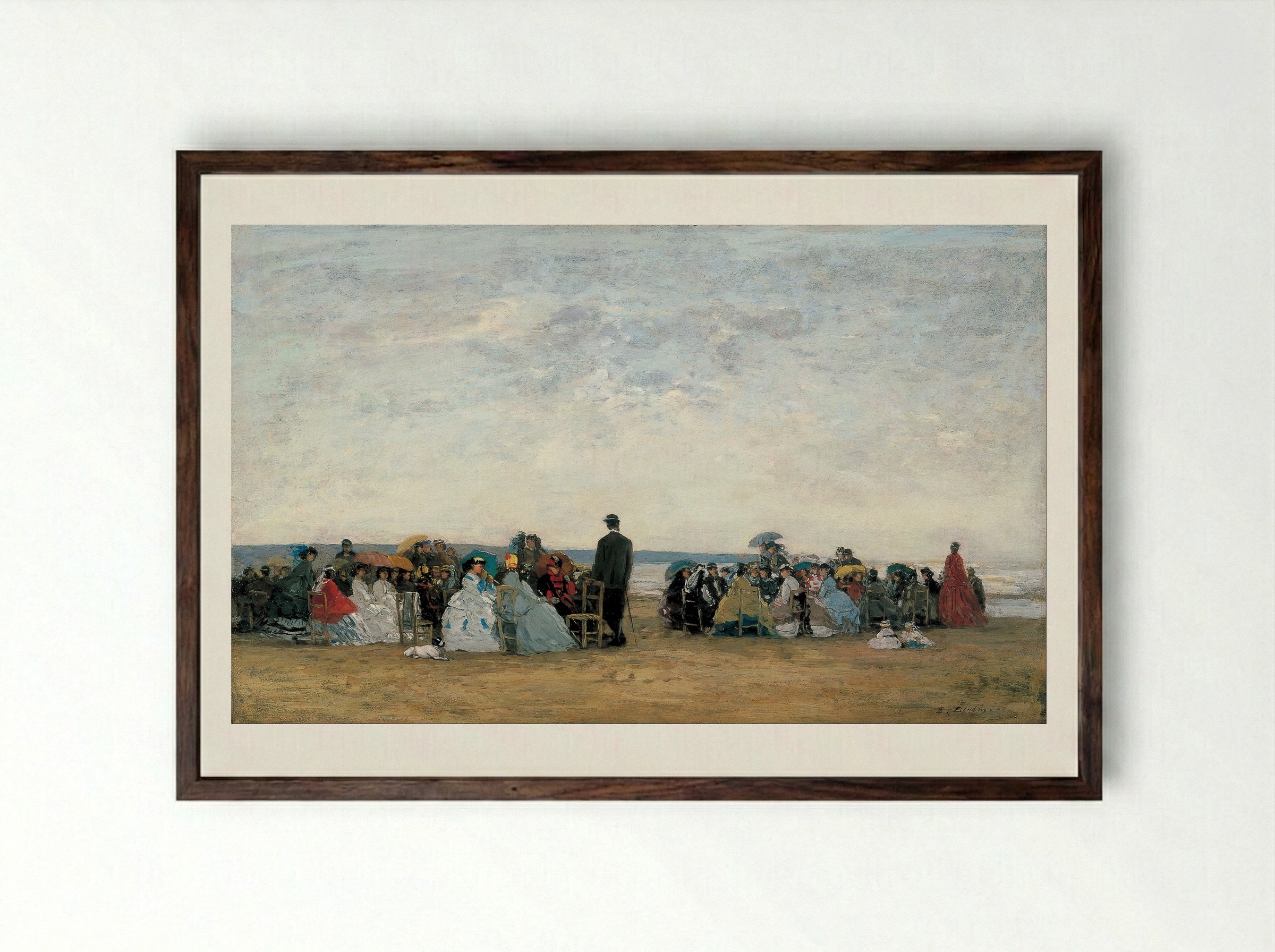 The Beach at Trouville - Eugène Boudin - Framed Print Dark Wood