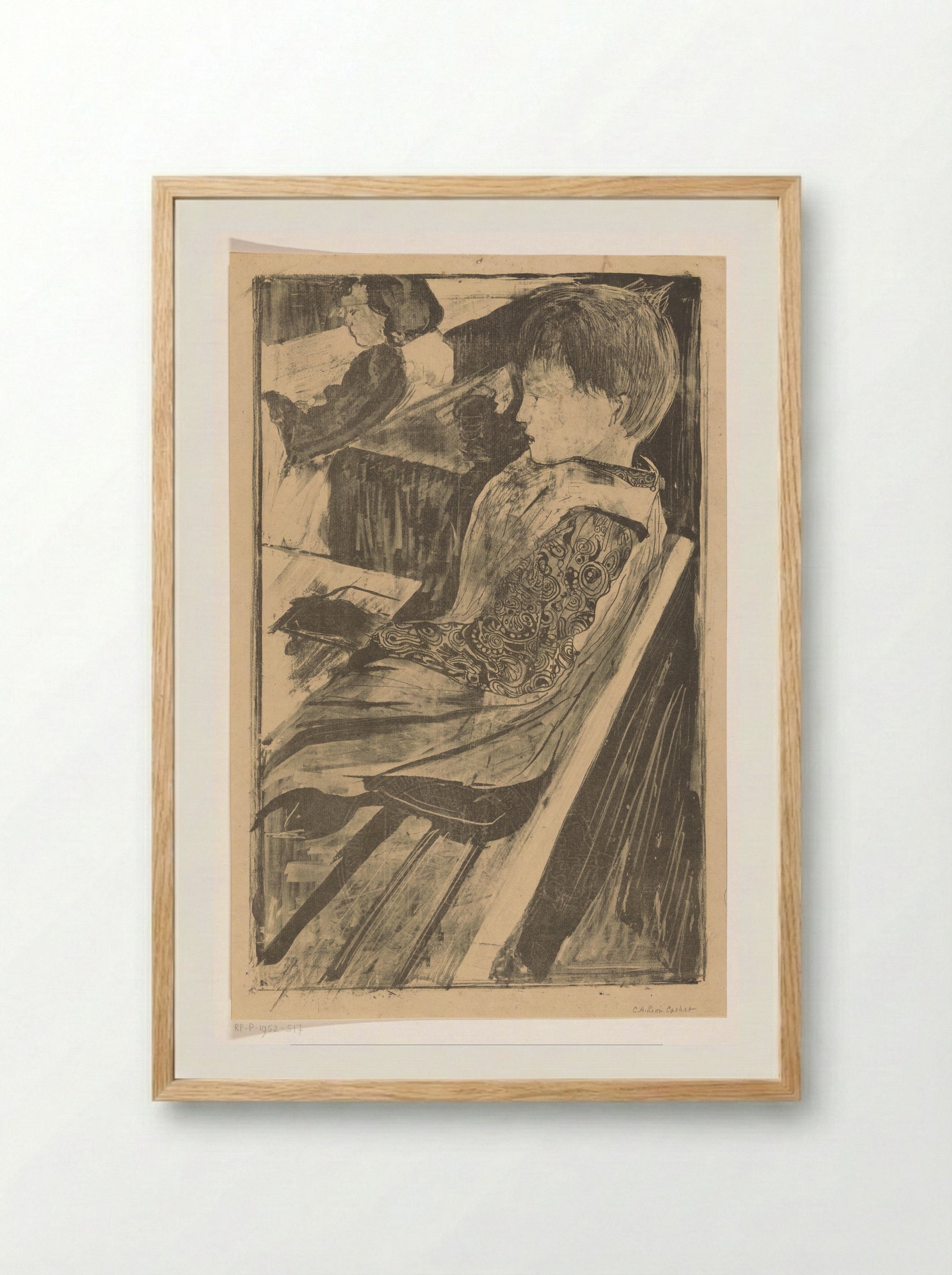 Kinderen in schoolbanken - Carel Adolph Lion Cachet - Framed Print Wood