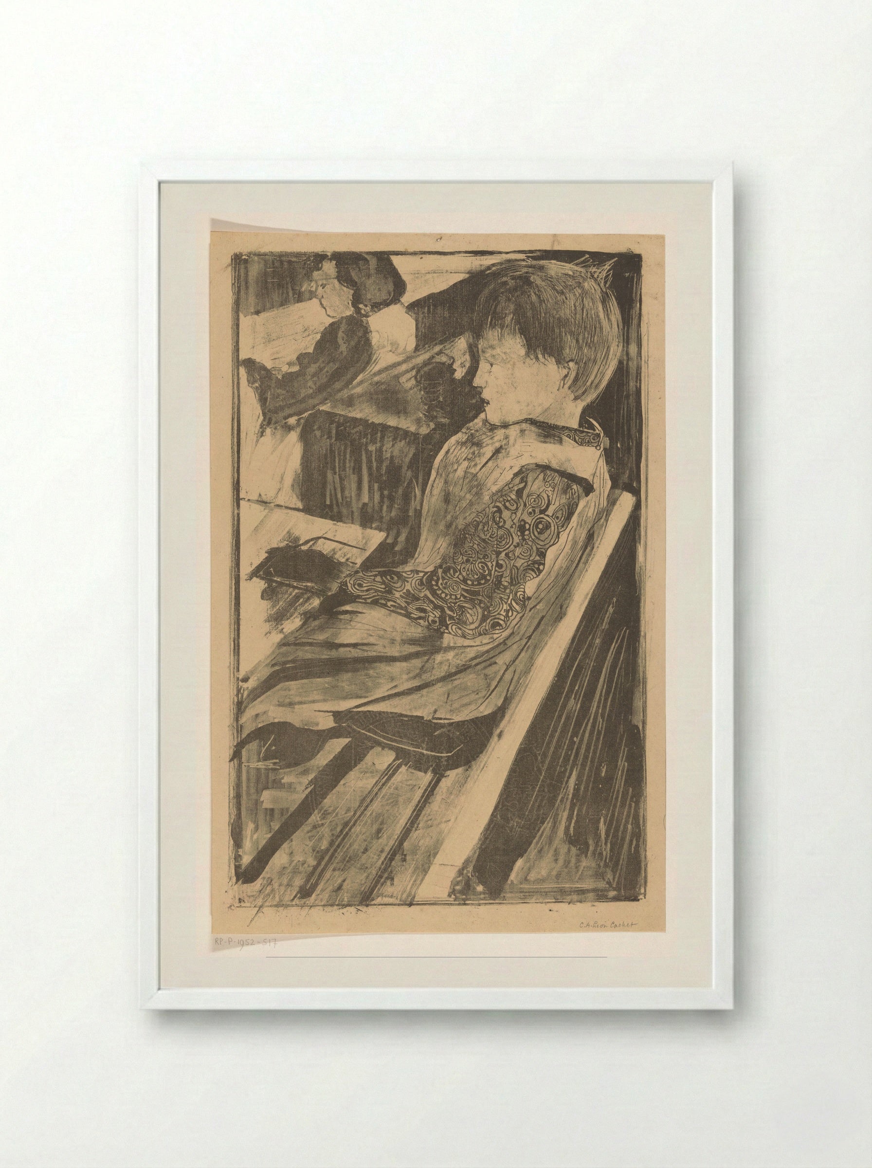 Kinderen in schoolbanken - Carel Adolph Lion Cachet - Framed Print White