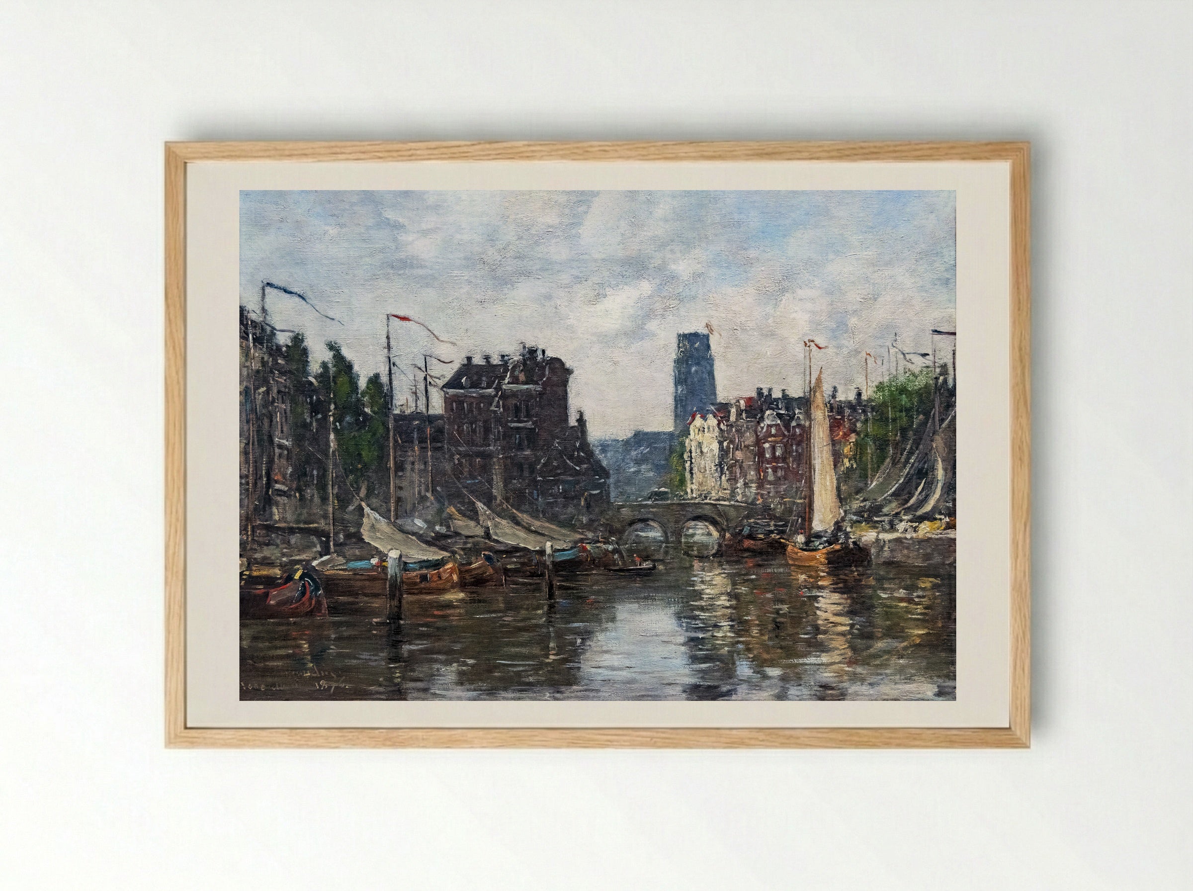 Rotterdam, Le Pont de Bourse - Eugène Boudin - Framed Print Wood