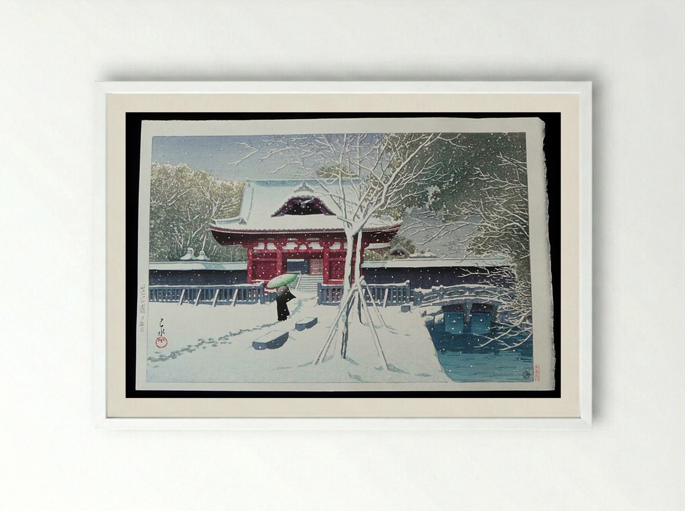 Snow at Shiba Park - Hasui Kawase - Framed Print White