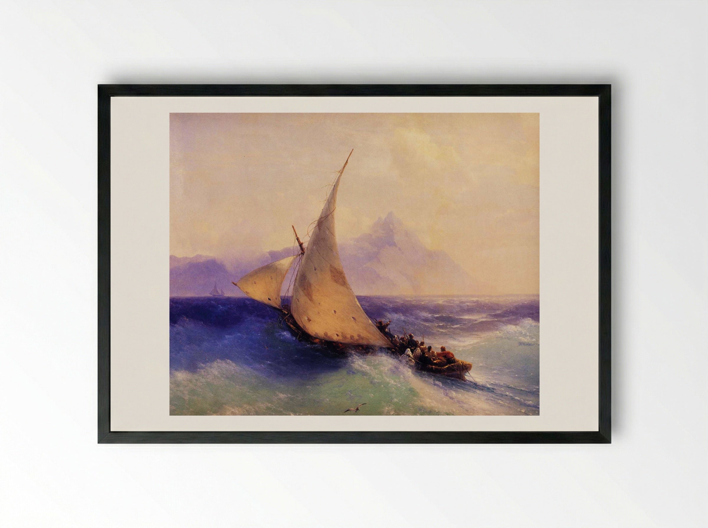 Rescue at Sea - Ivan Aivazovsky - Framed Print Black