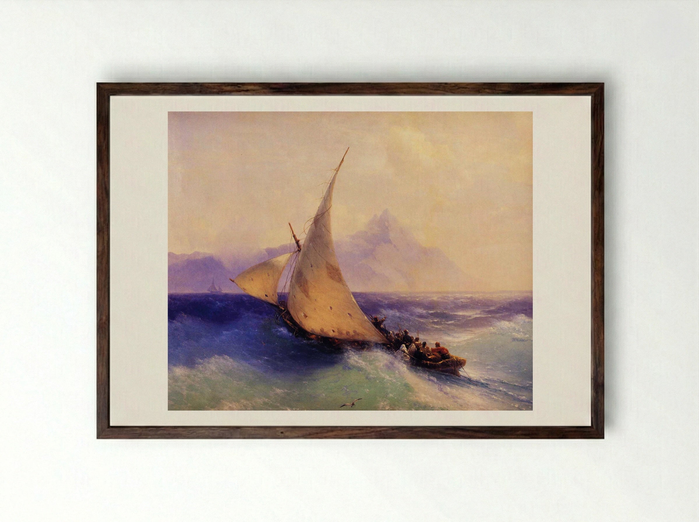 Rescue at Sea - Ivan Aivazovsky - Framed Print Dark Wood
