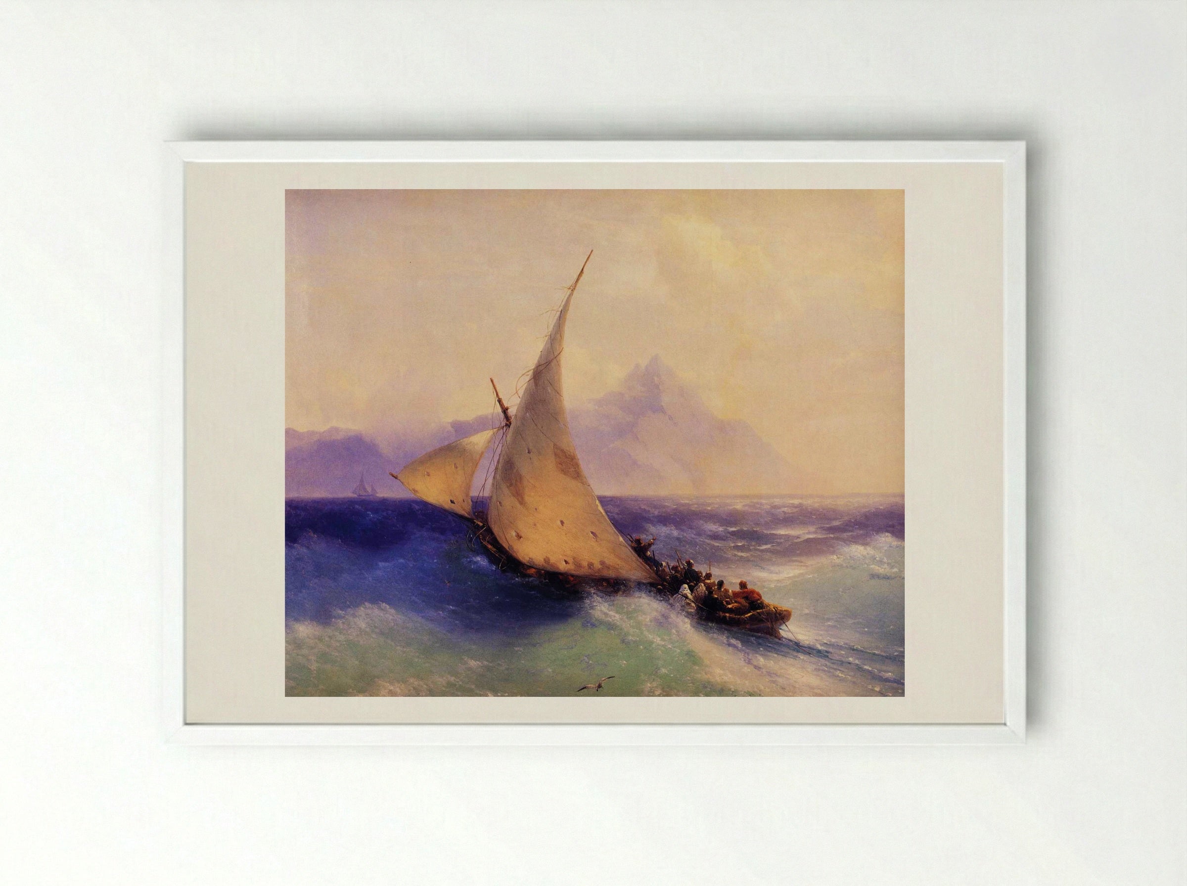 Rescue at Sea - Ivan Aivazovsky - Framed Print White