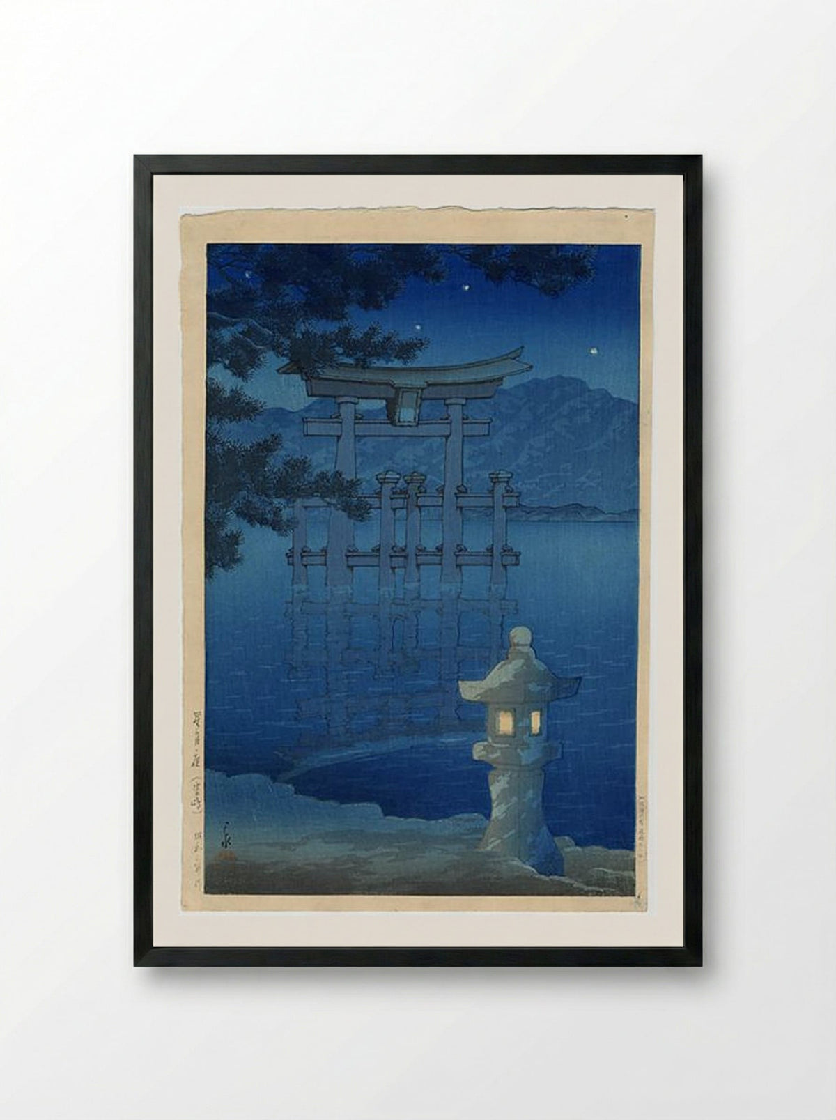Starlit Night, Miyajima - Hasui Kawase - Framed Print Black