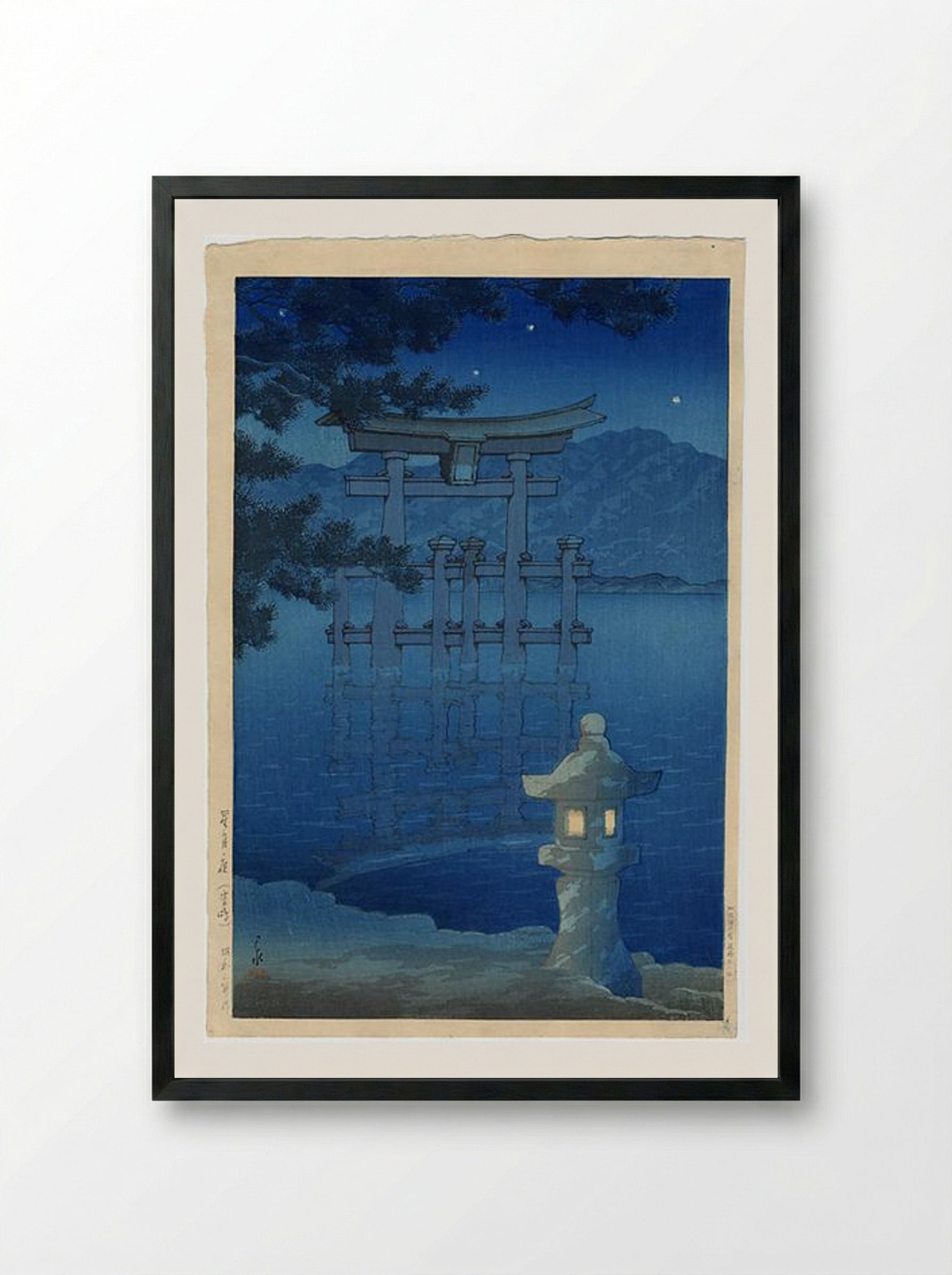 Starlit Night, Miyajima - Hasui Kawase - Framed Print Black