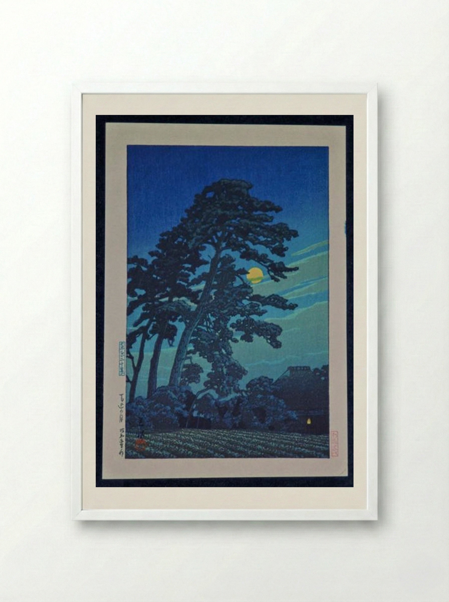 Full Moon at Magome - Hasui Kawase - Framed Print White