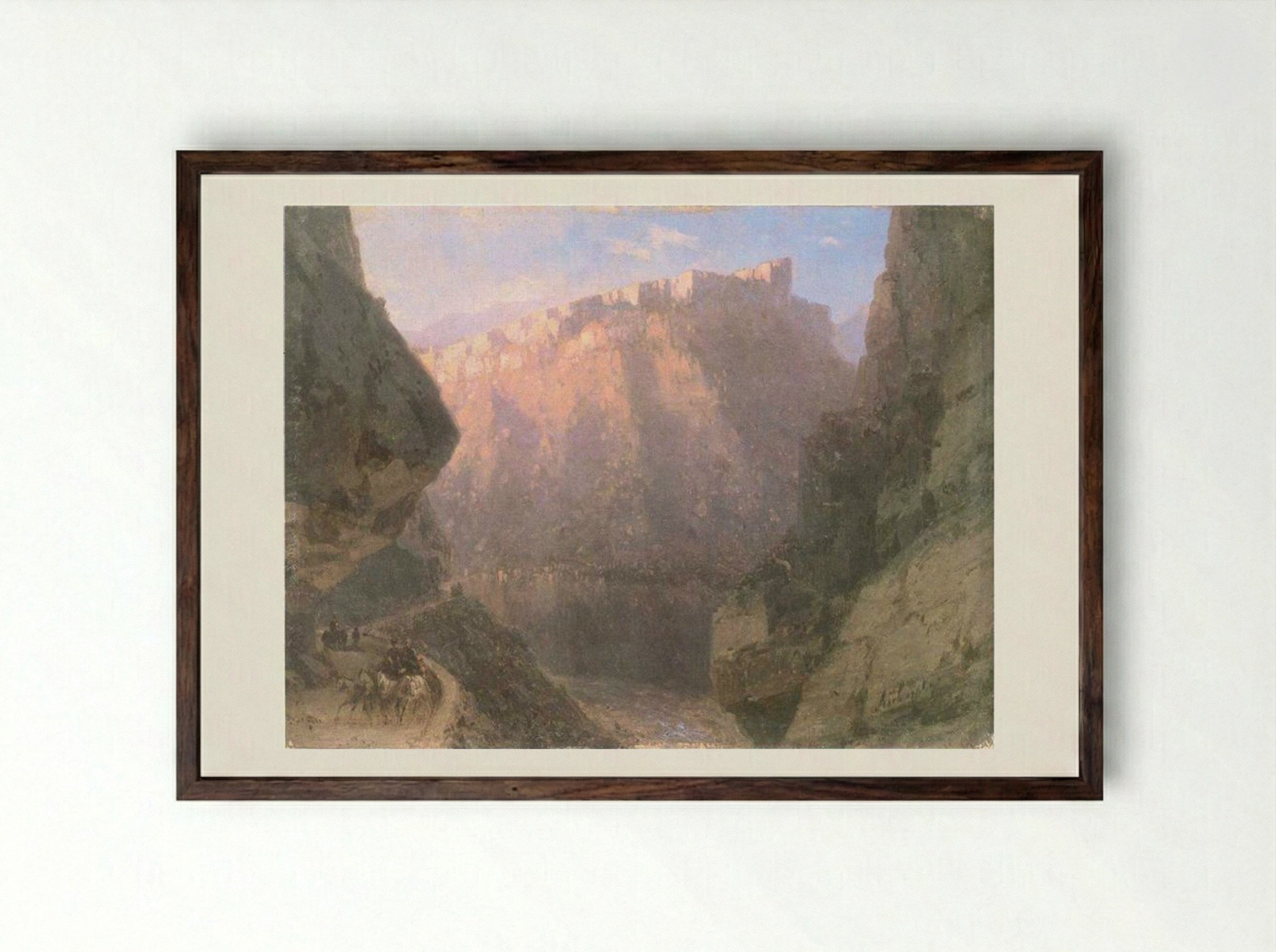 The Daryal Canyon - Ivan Aivazovsky - Framed Print Dark Wood