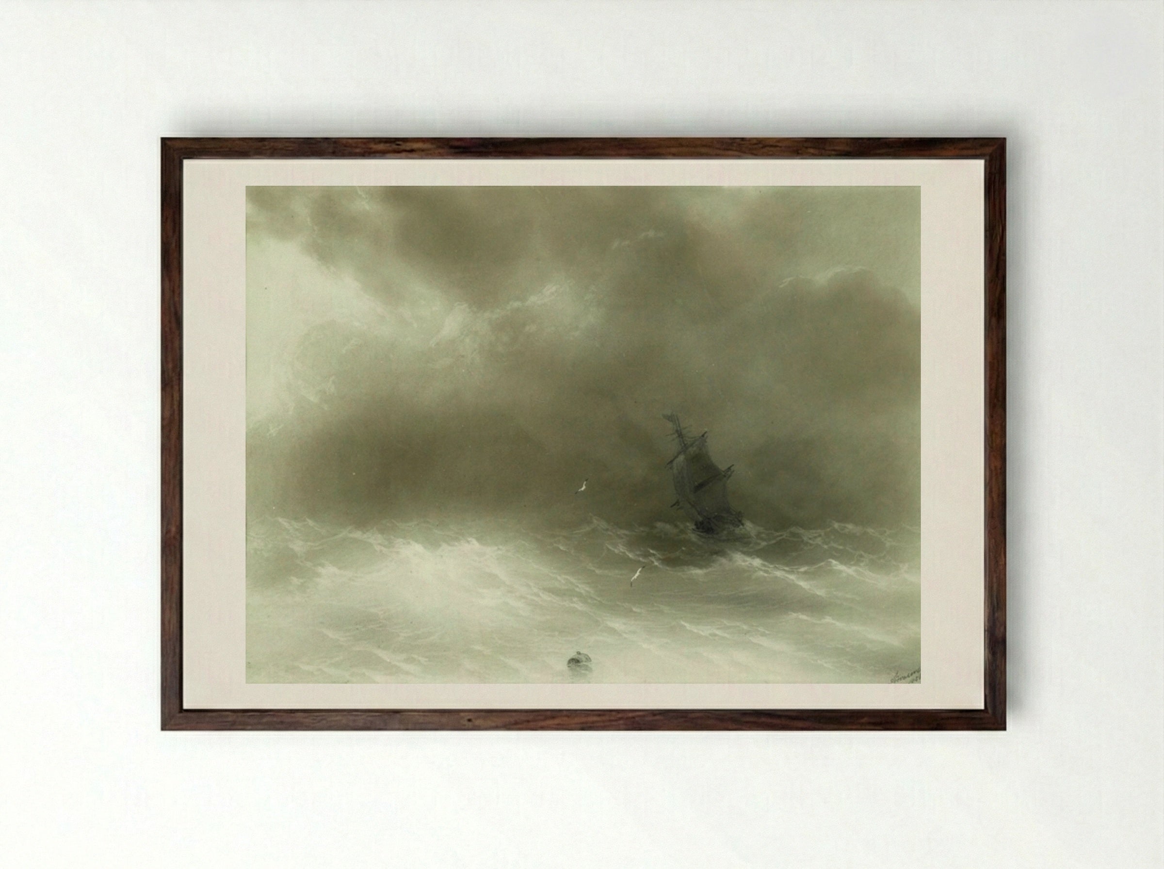 Strong Wind - Ivan Aivazovsky - Framed Print Dark Wood
