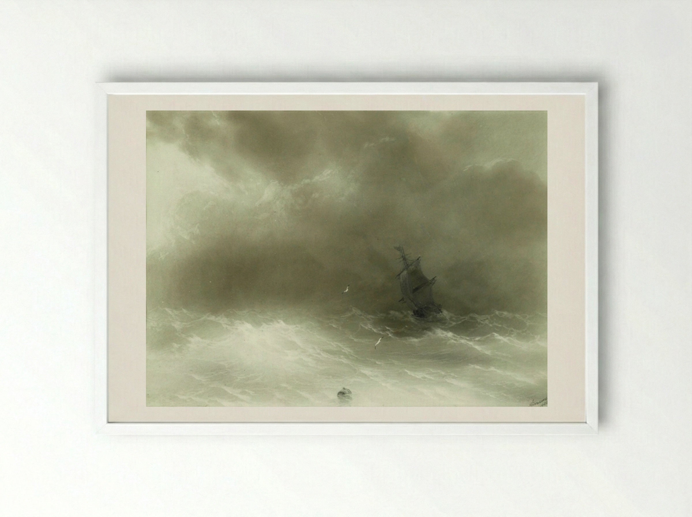 Strong Wind - Ivan Aivazovsky - Framed Print White