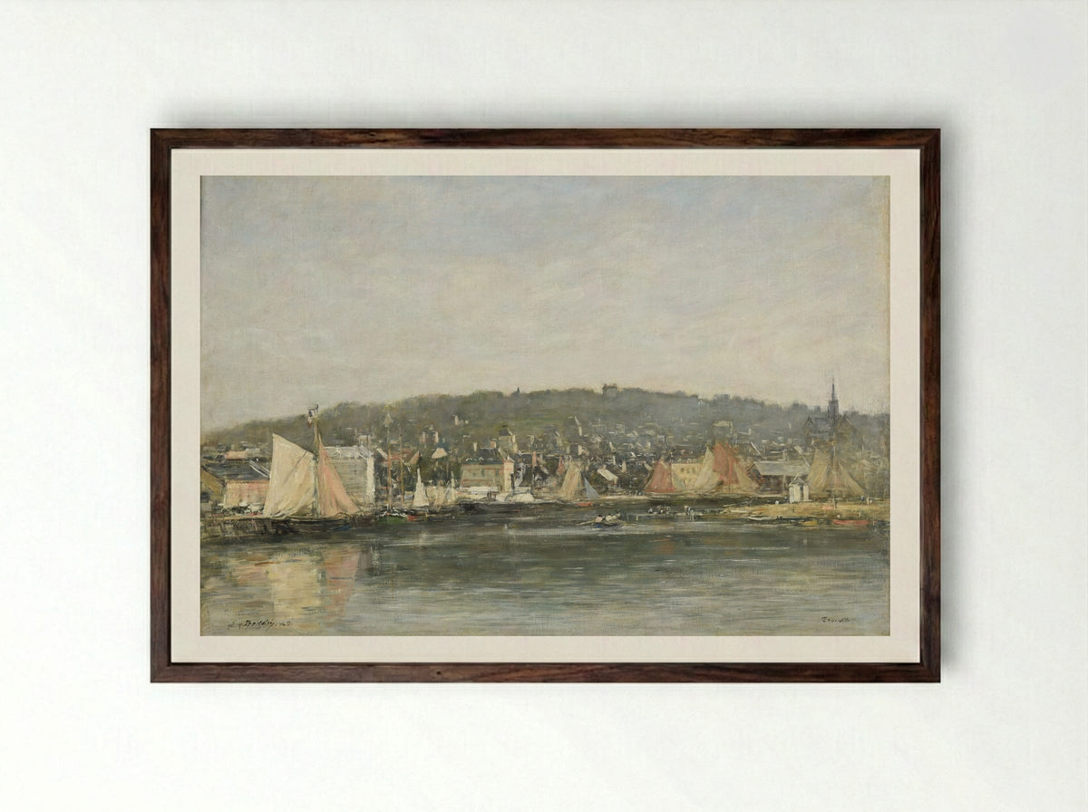 Trouville, the Port - Eugène Boudin - Framed Print Dark Wood