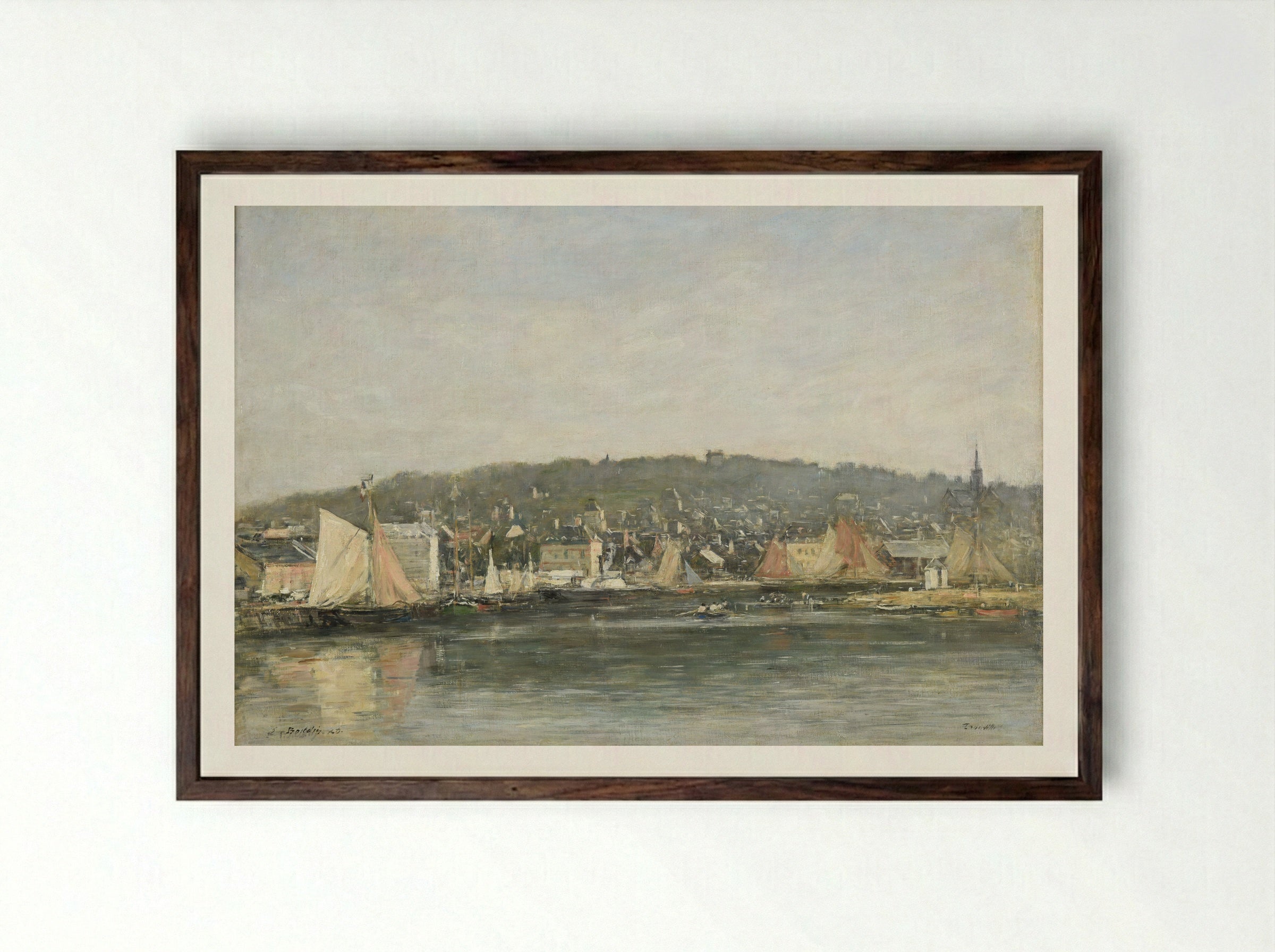 Trouville, the Port - Eugène Boudin - Framed Print Dark Wood
