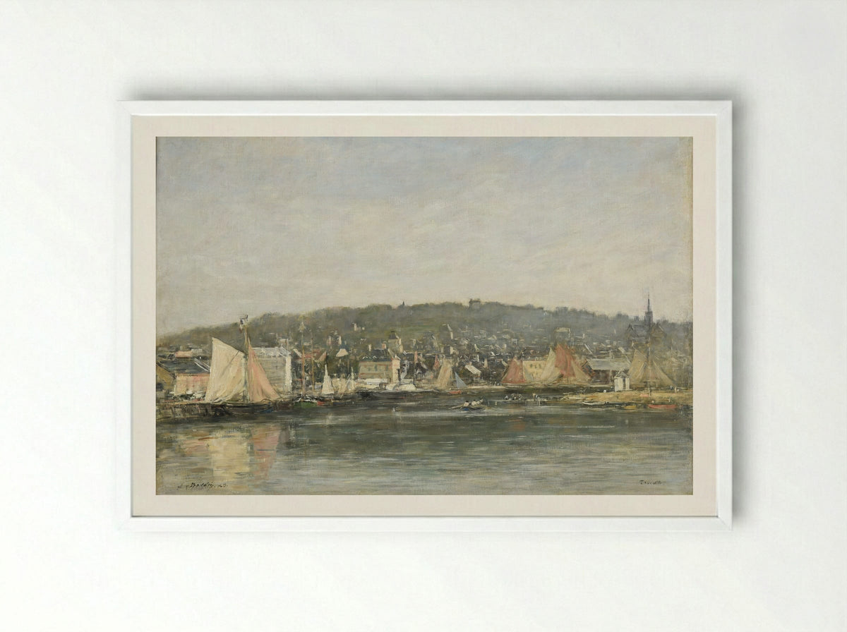 Trouville, the Port - Eugène Boudin - Framed Print White
