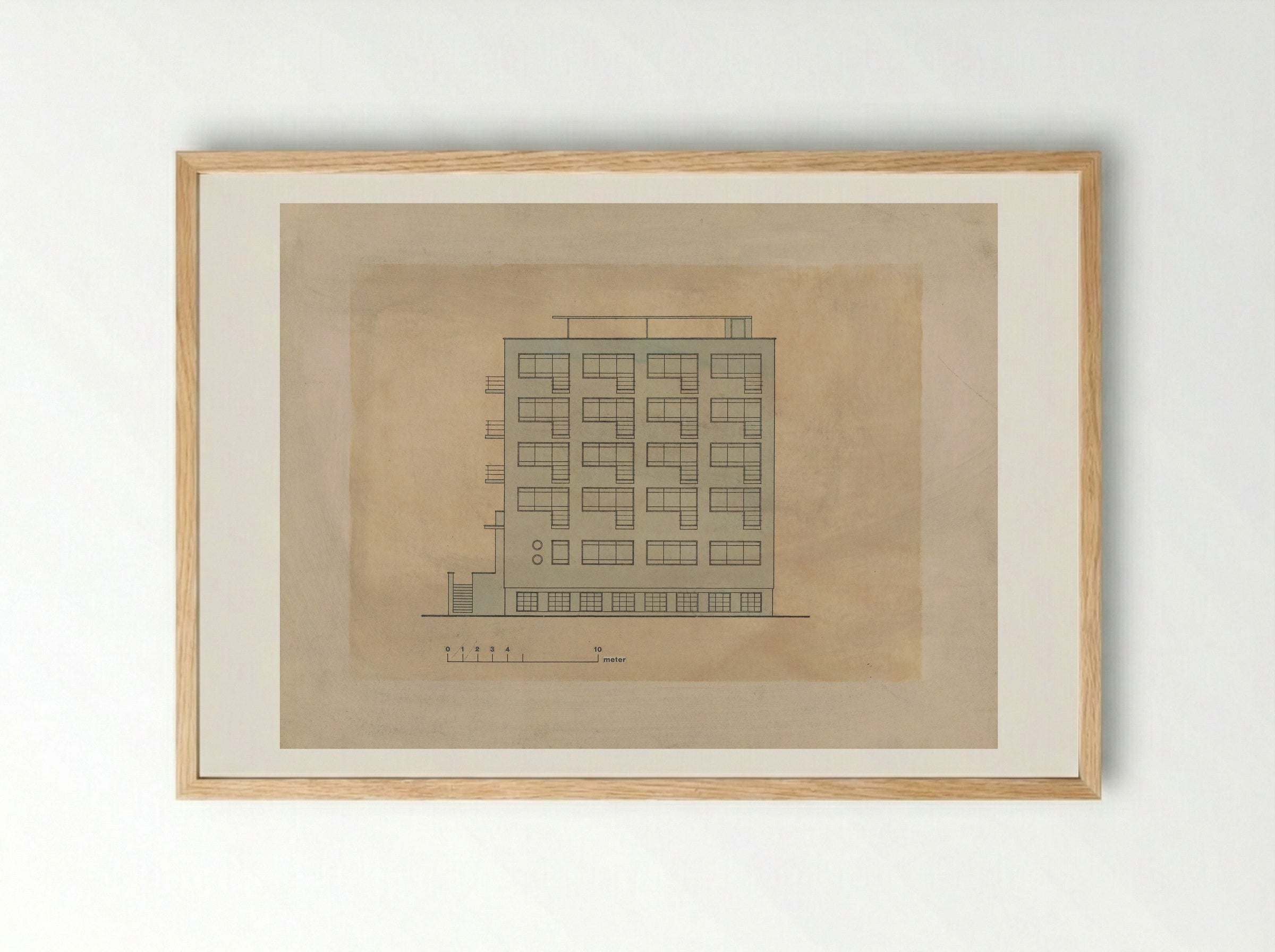 Bauhaus Building, Dessau: Studio Wing Elevation - Walter Gropius - Framed Print Wood