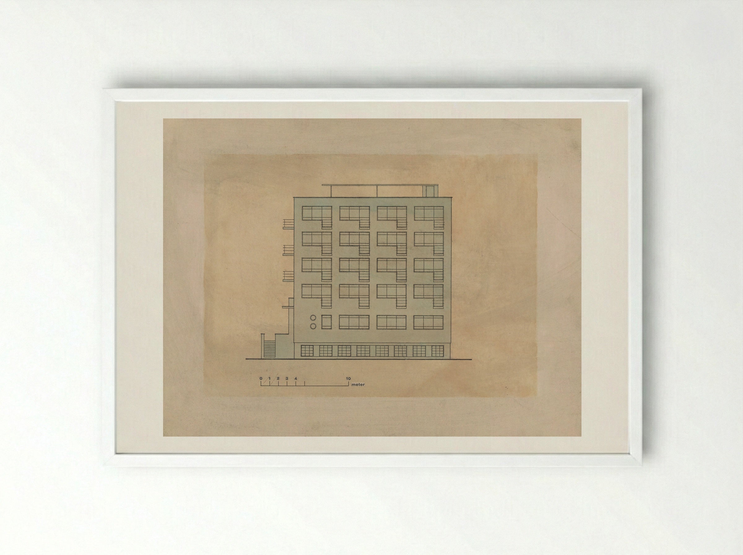 Bauhaus Building, Dessau: Studio Wing Elevation - Walter Gropius - Framed Print White