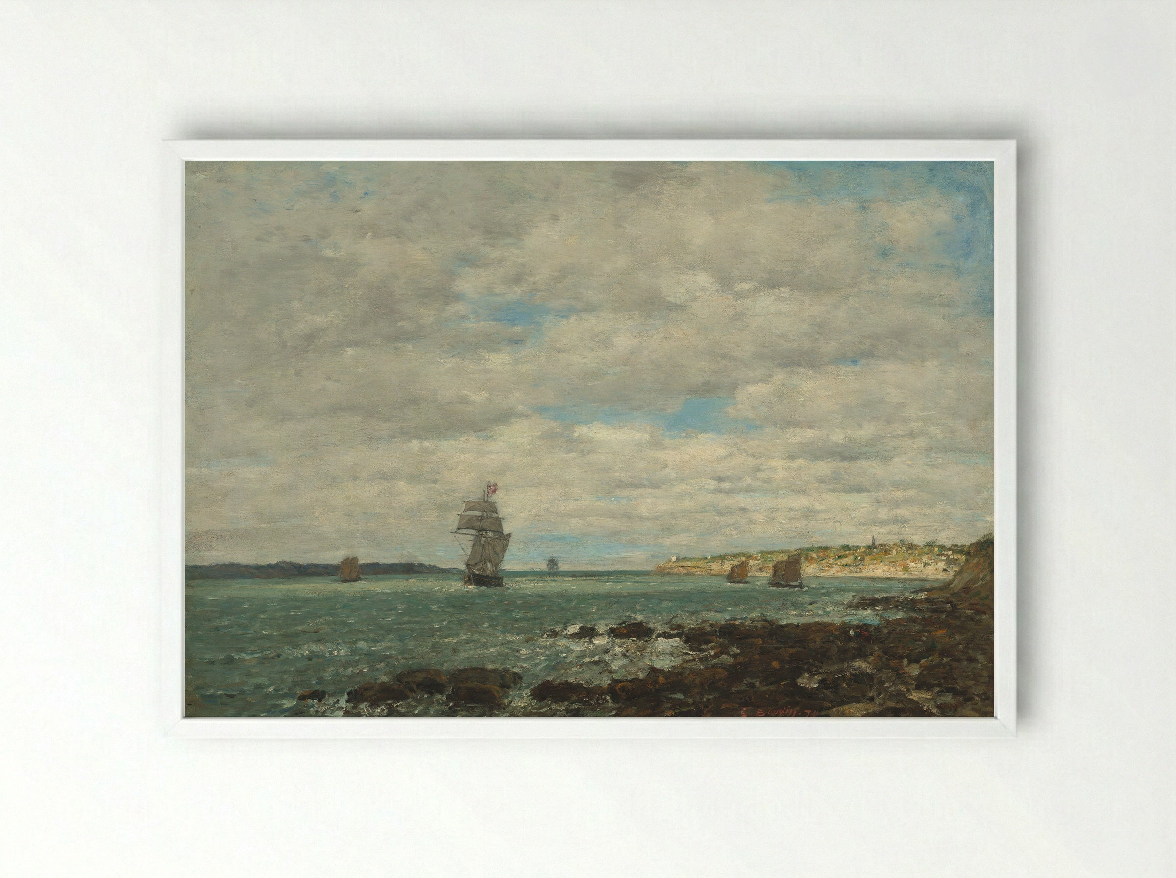 Coast of Brittany - Eugène Boudin - Framed Print White