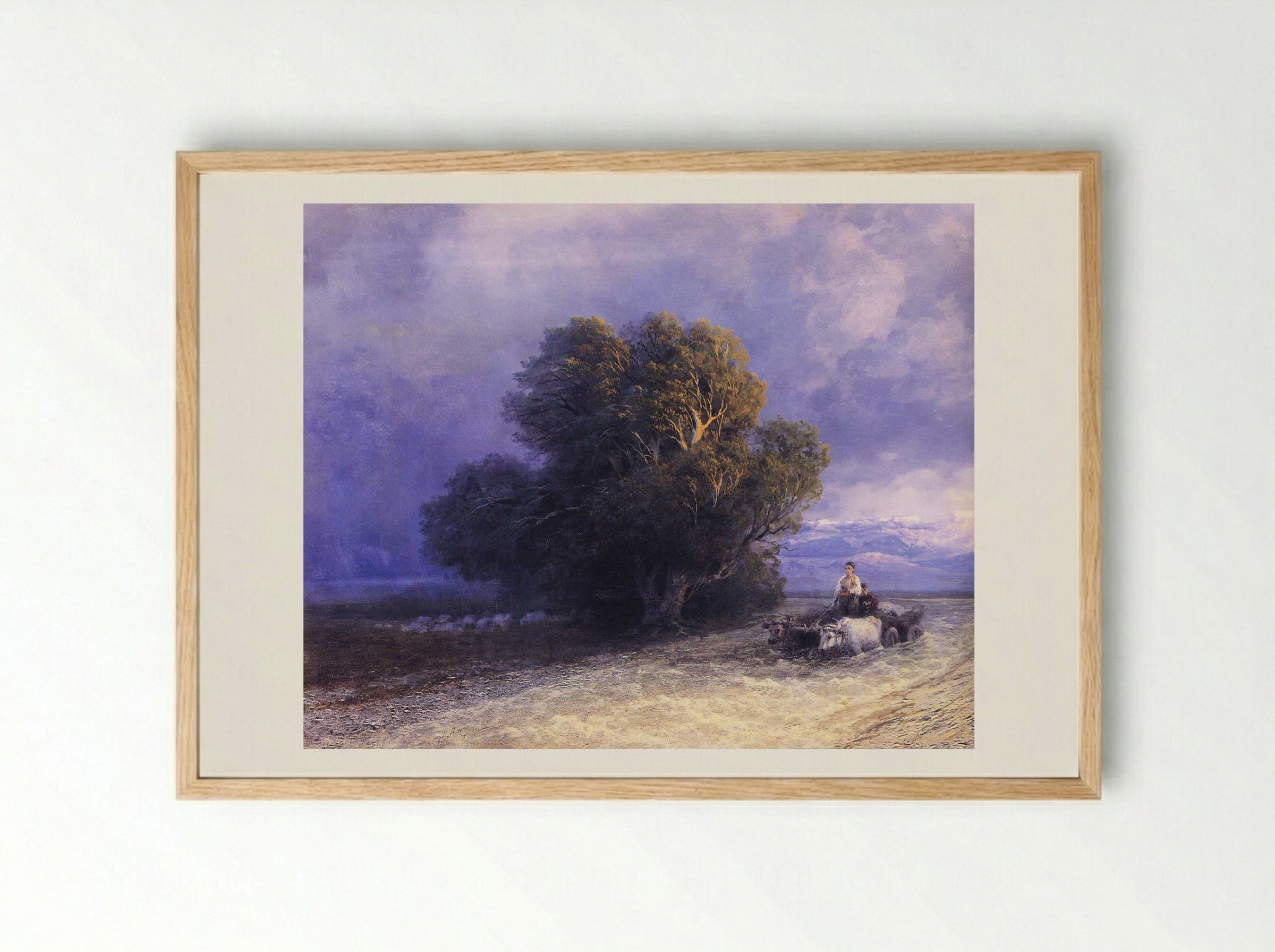 Ox Cart Crossing a Flooded Plain - Ivan Aivazovsky - Framed Print Wood