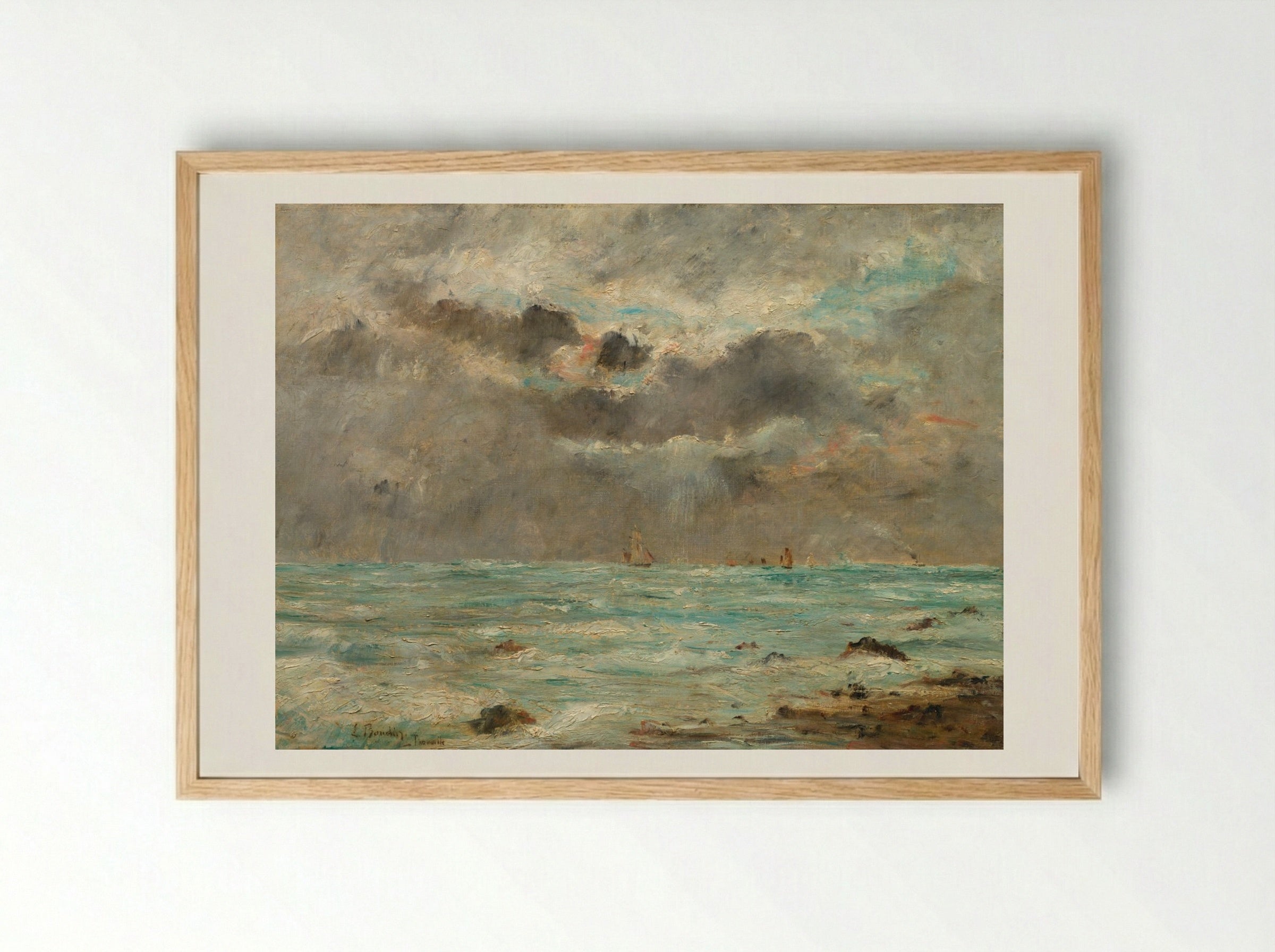 The Coast at Trouville - Eugène Boudin - Framed Print Wood