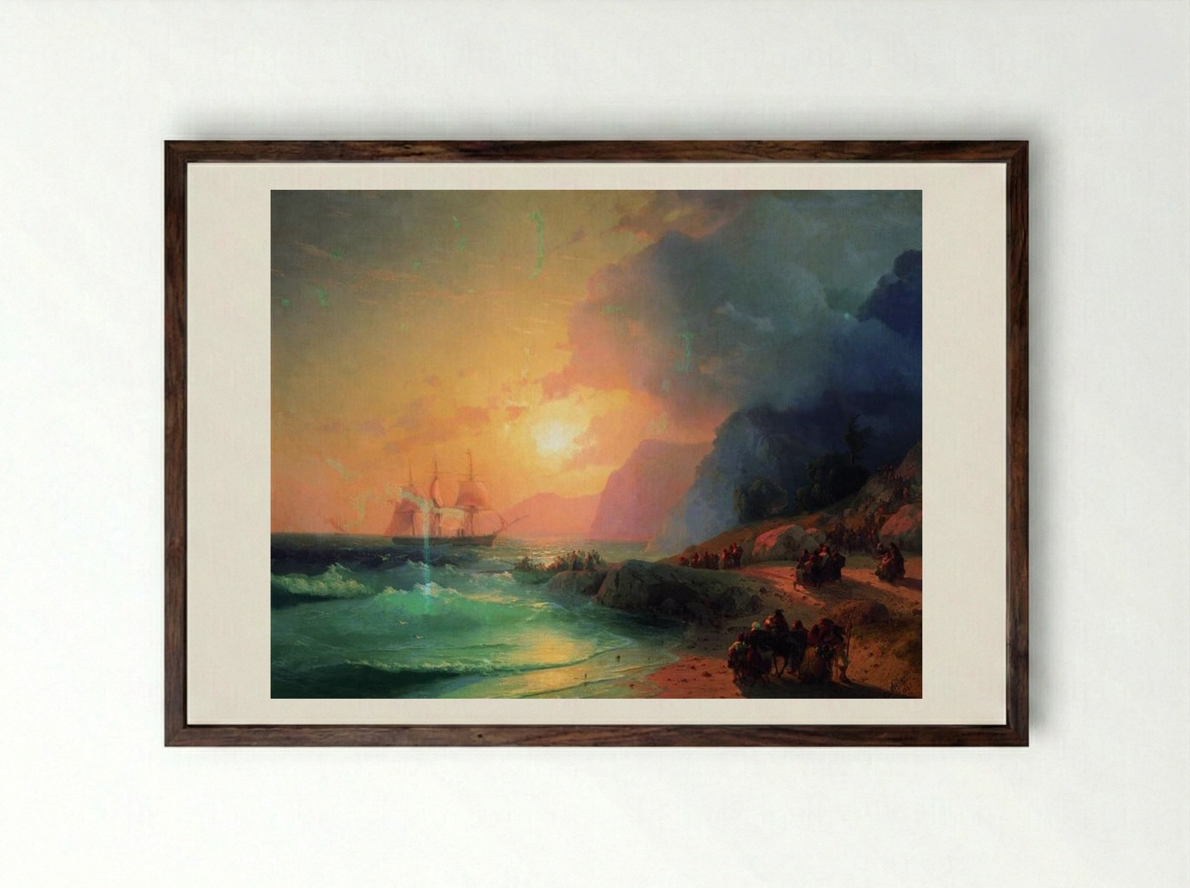 On the Island of Crete - Ivan Aivazovsky - Framed Print Dark Wood