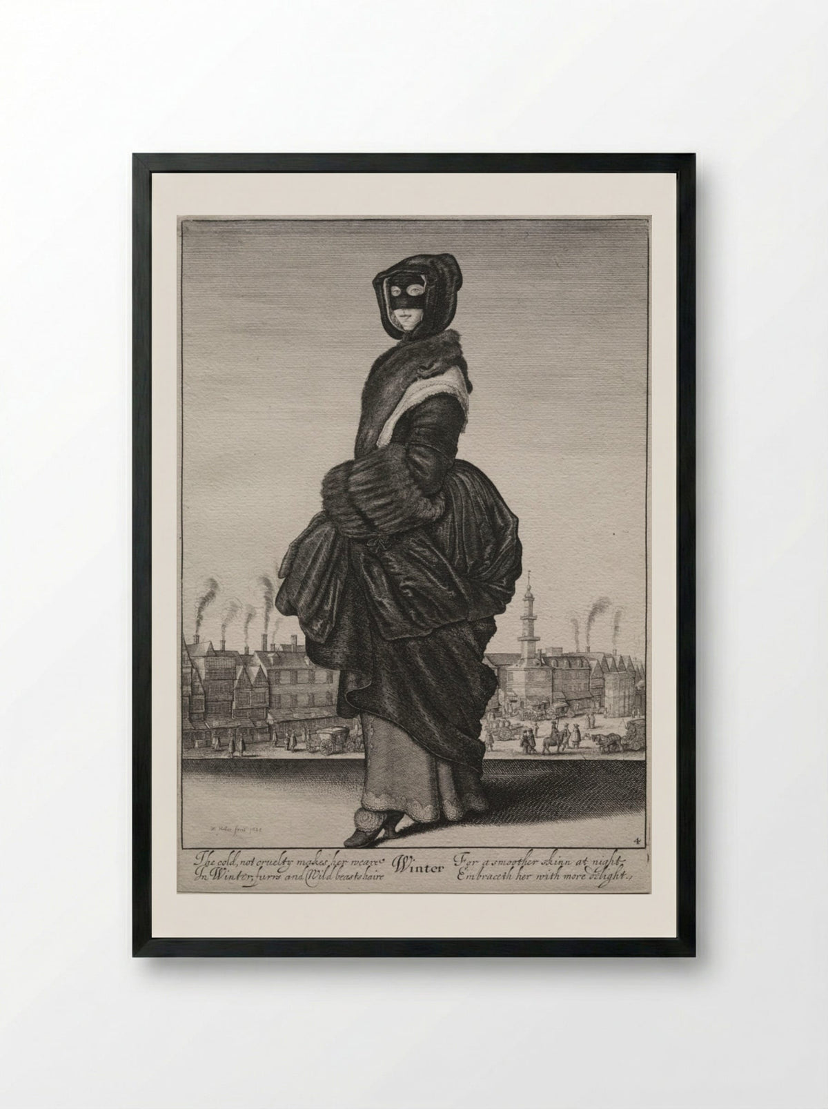 Winter - Wenceslaus Hollar - Framed Print Black