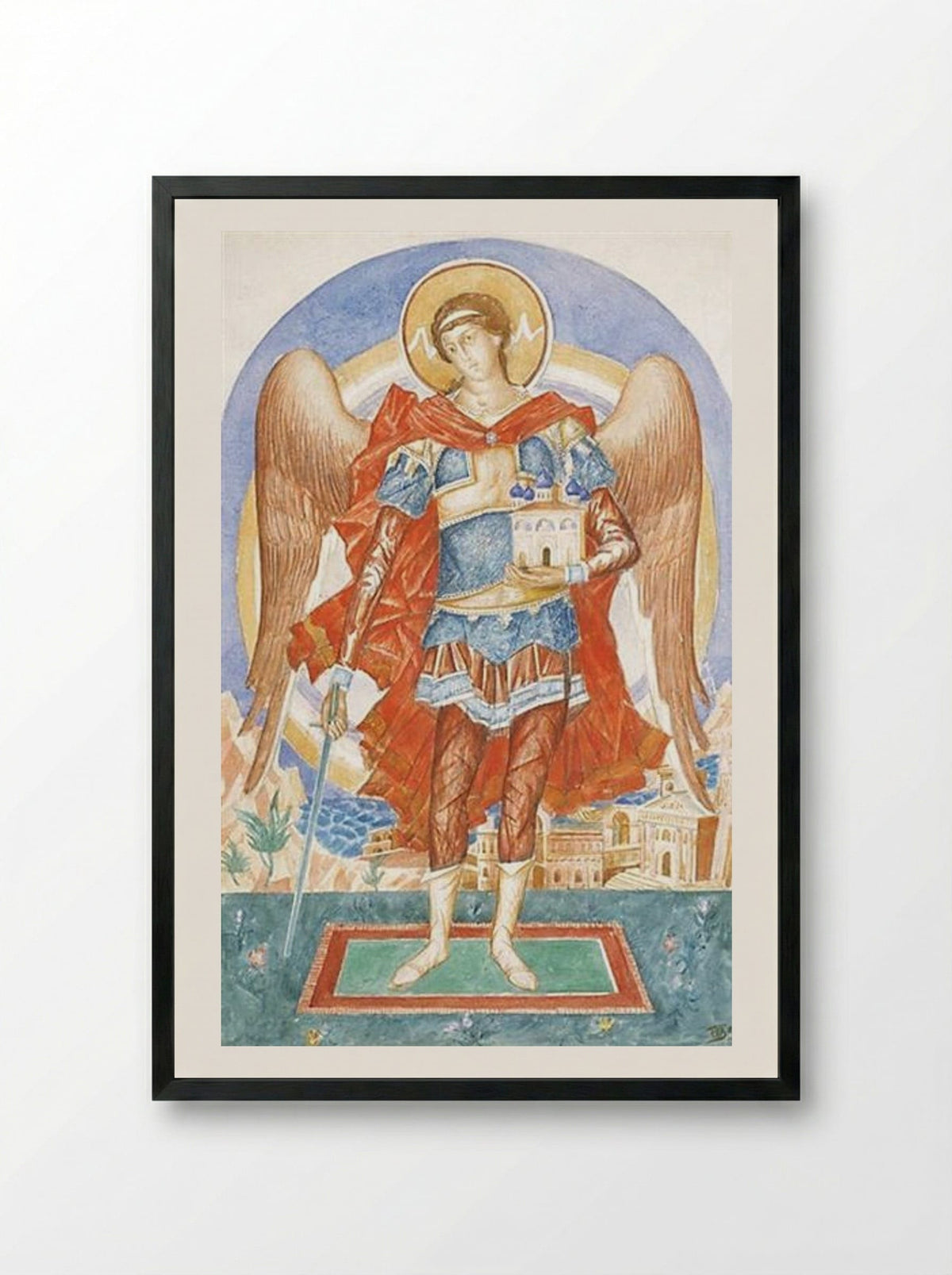 Archangel Michael - Kuzma Petrov-Vodkin - Framed Print Black