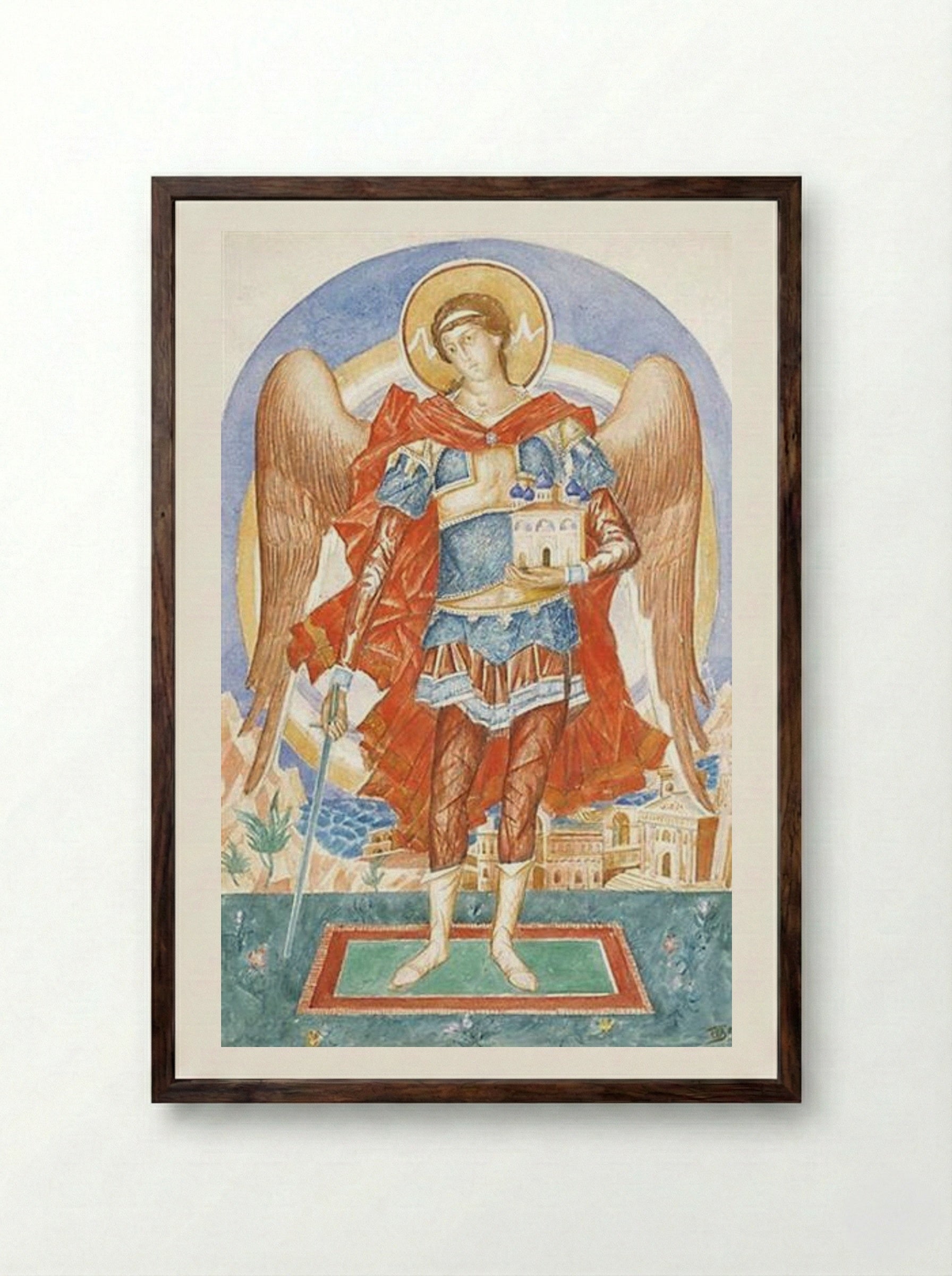 Archangel Michael - Kuzma Petrov-Vodkin - Framed Print Dark Wood