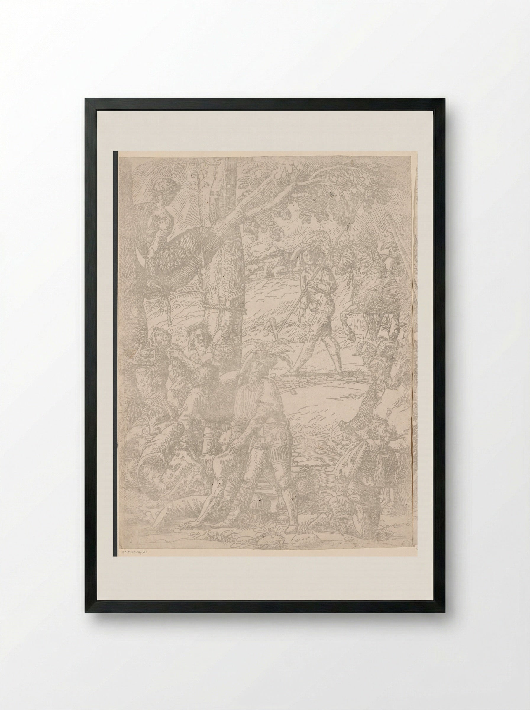 Martyrdom of the Ten Thousand (Seventh Part) - Domenico Campagnola - Framed Print Black