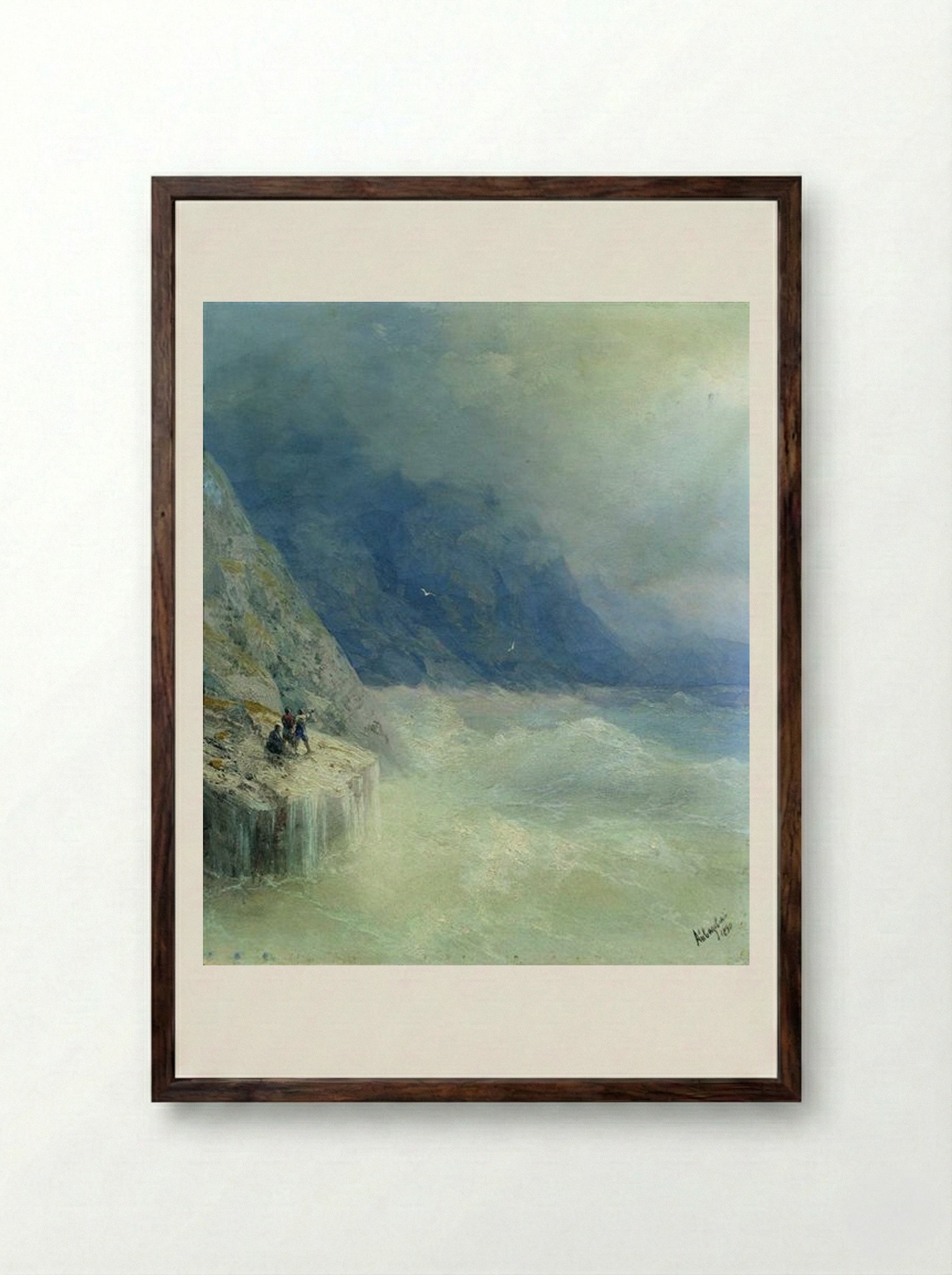 Rocks in the Mist - Ivan Aivazovsky - Framed Print Dark Wood