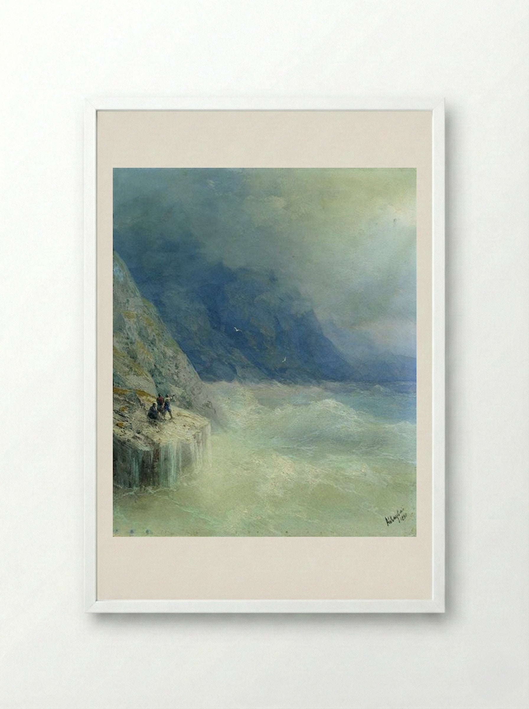 Rocks in the Mist - Ivan Aivazovsky - Framed Print White