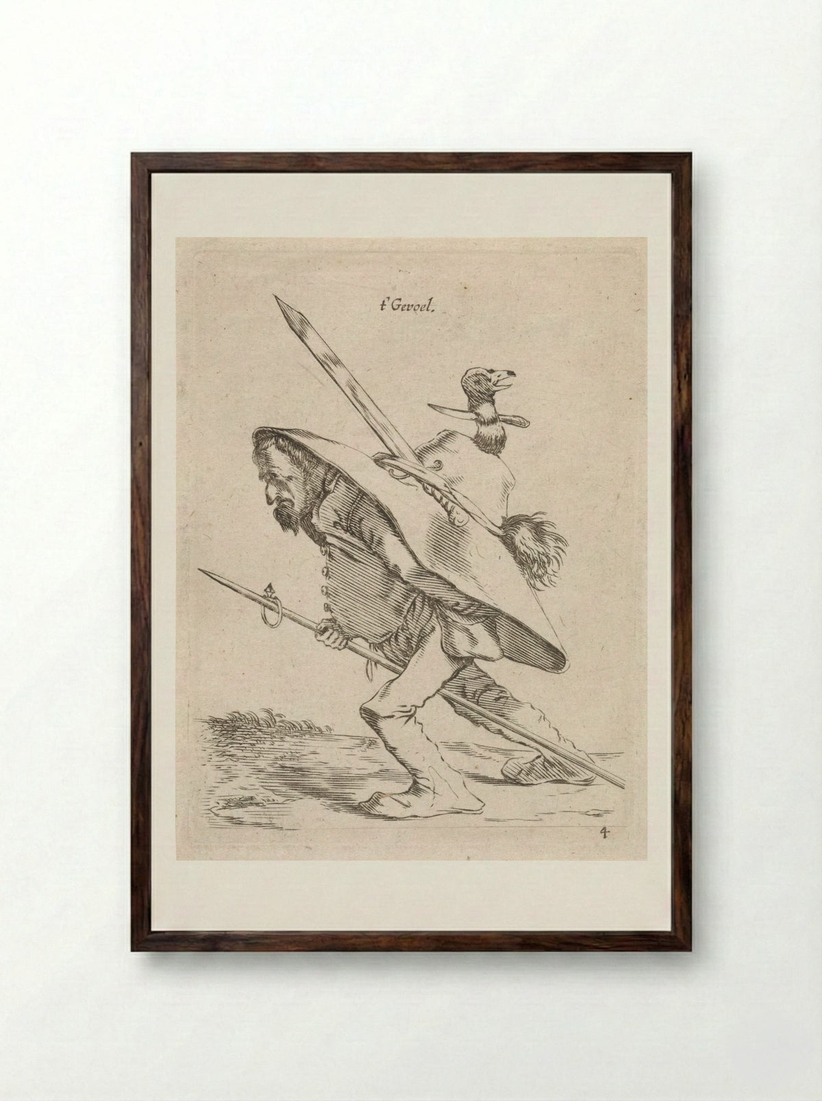 t' Gevoel (Sense of Touch) - Cornelis Saftleven - Framed Print Dark Wood