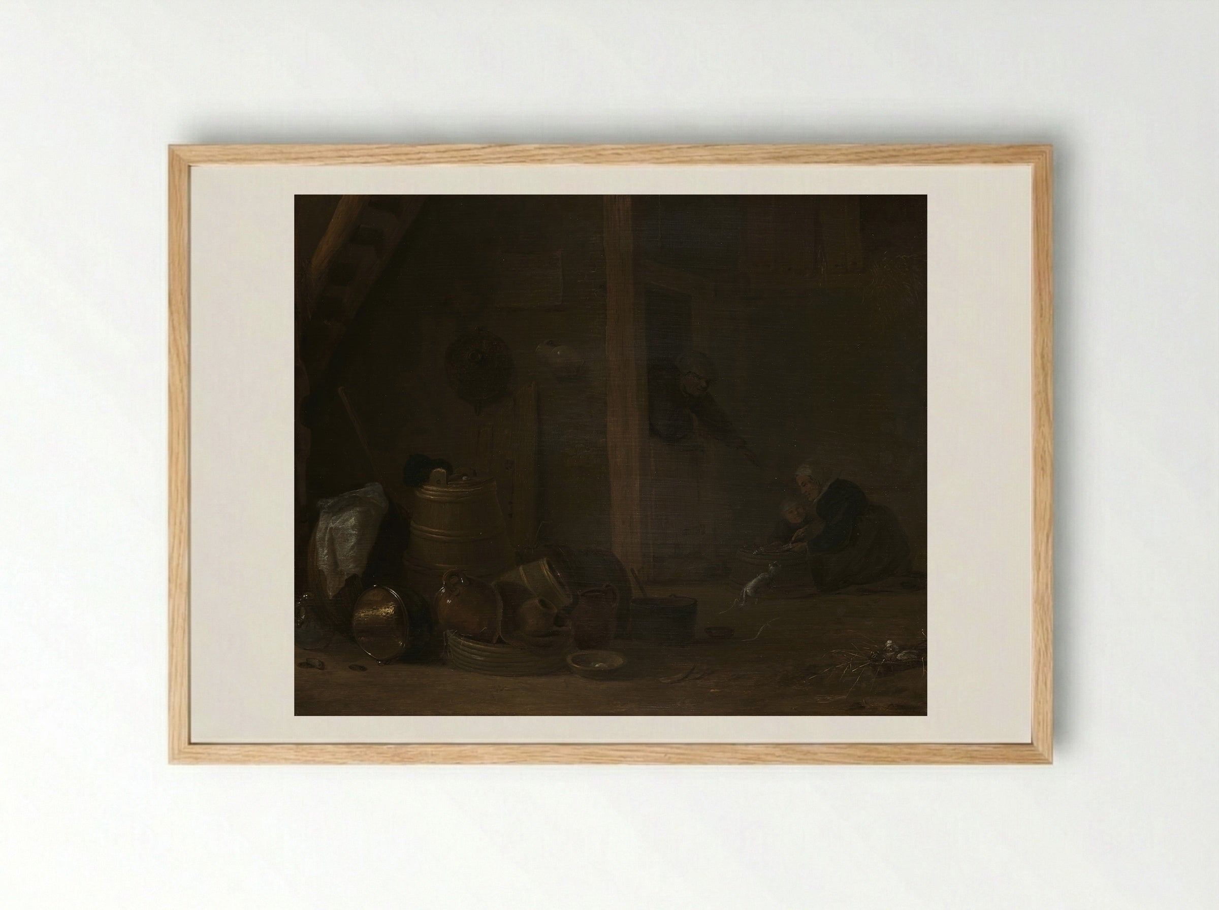 A Barn Interior with Two Goats - Cornelis Saftleven - Framed Print Wood