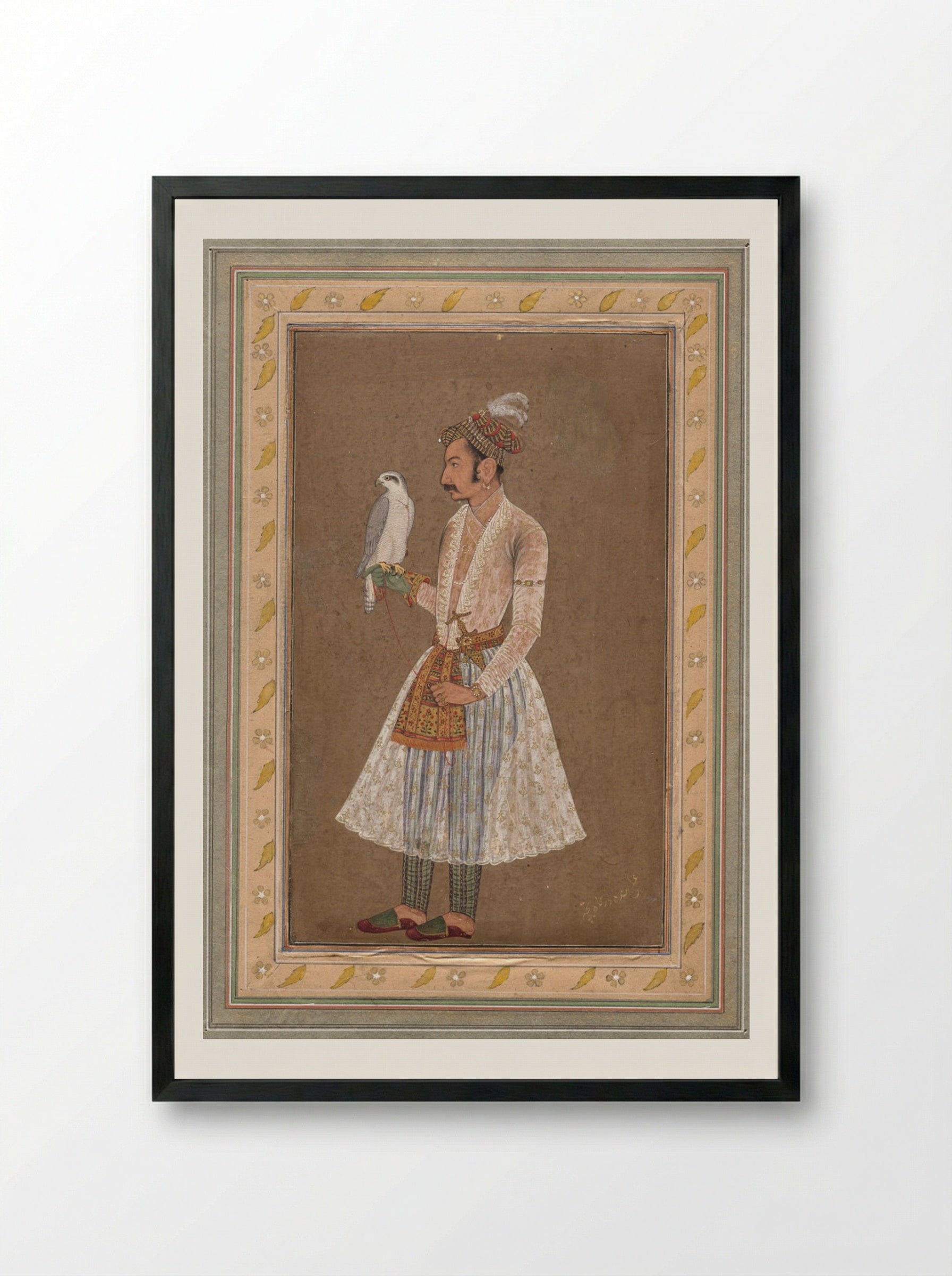 Portrait of Raja Jagat Singh of Nurpur - Bichitr - Framed Print Black