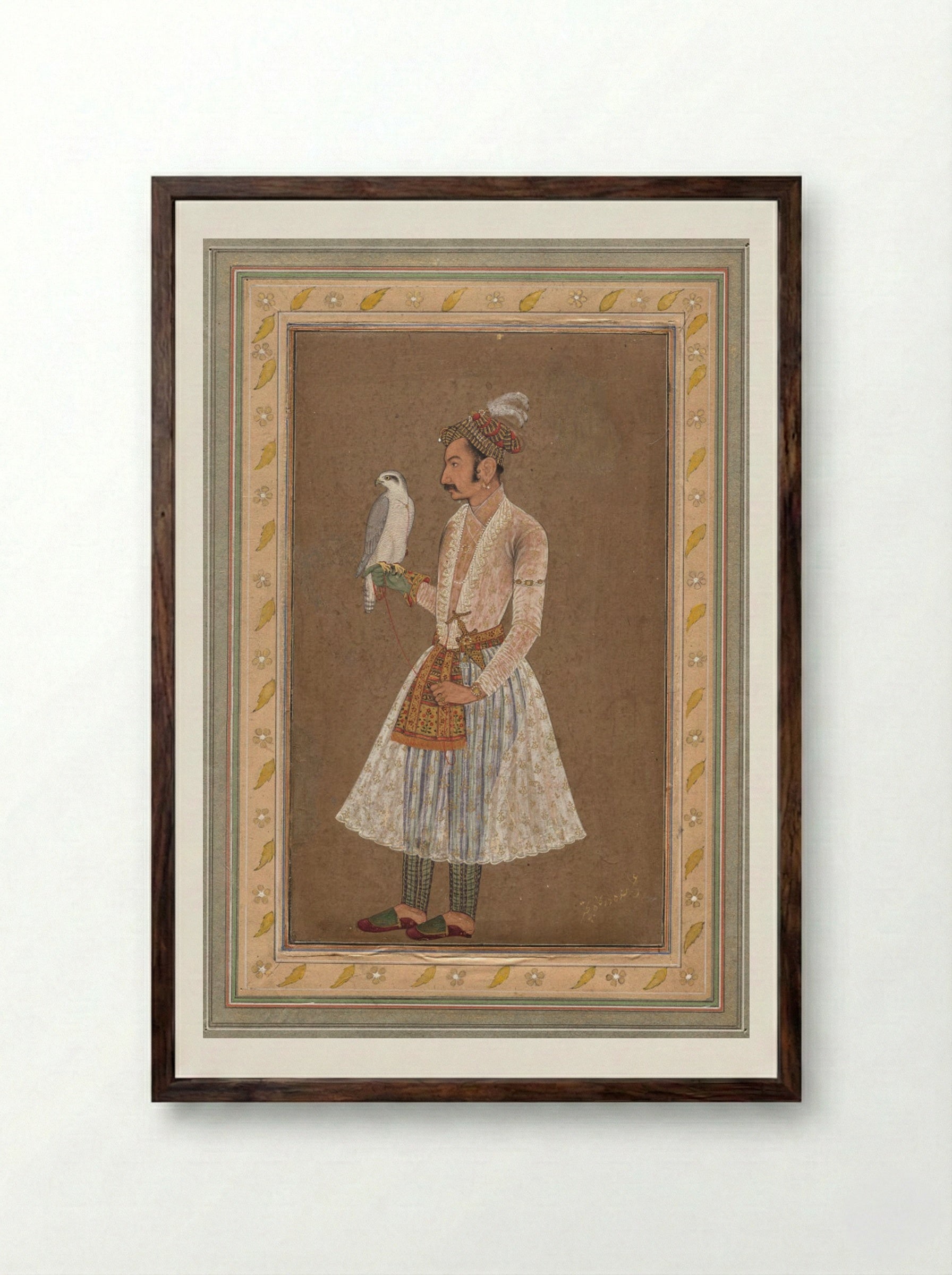 Portrait of Raja Jagat Singh of Nurpur - Bichitr - Framed Print Dark Wood
