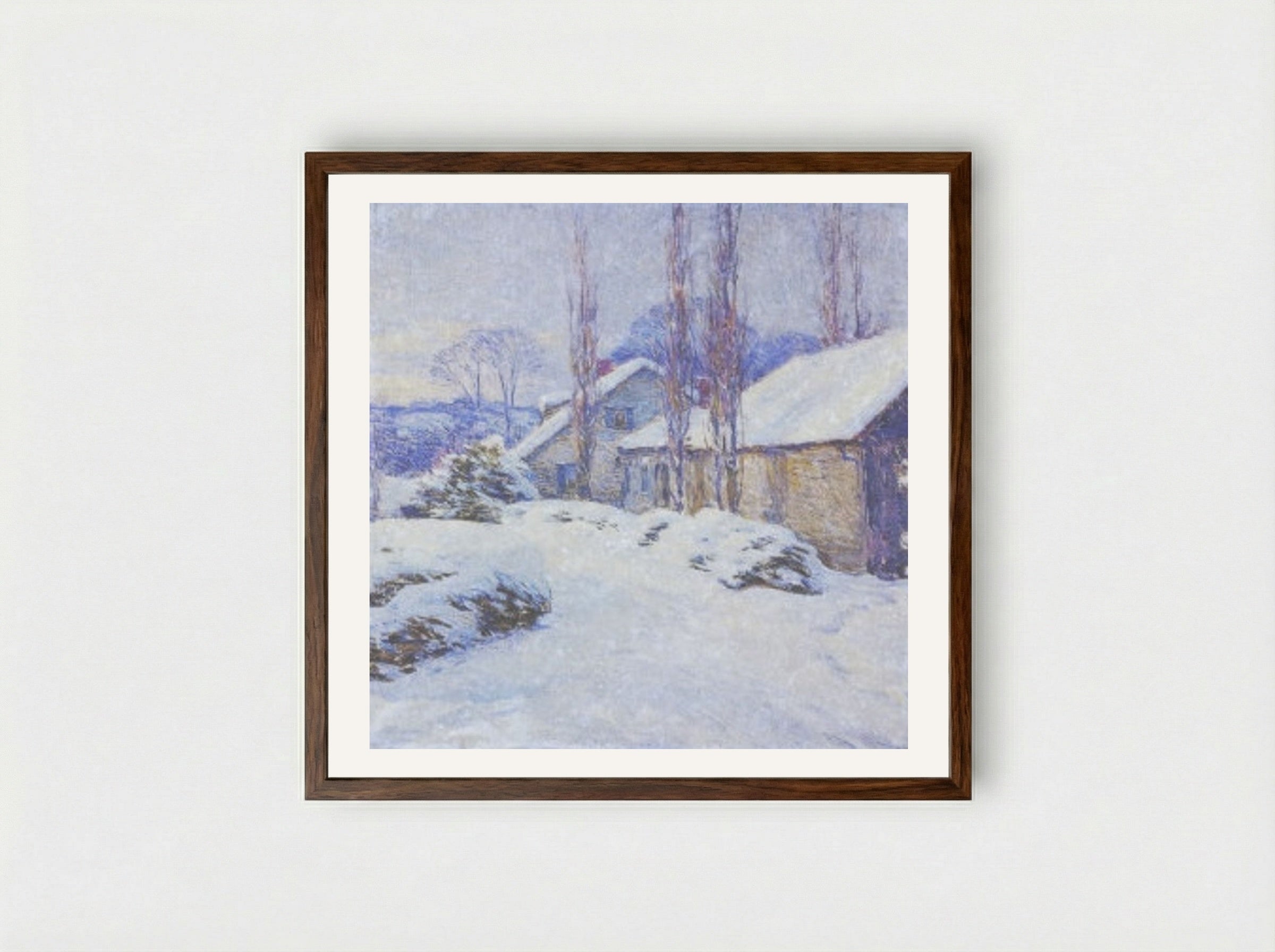 Winter Afternoon - Willard Metcalf - Framed Print Dark Wood