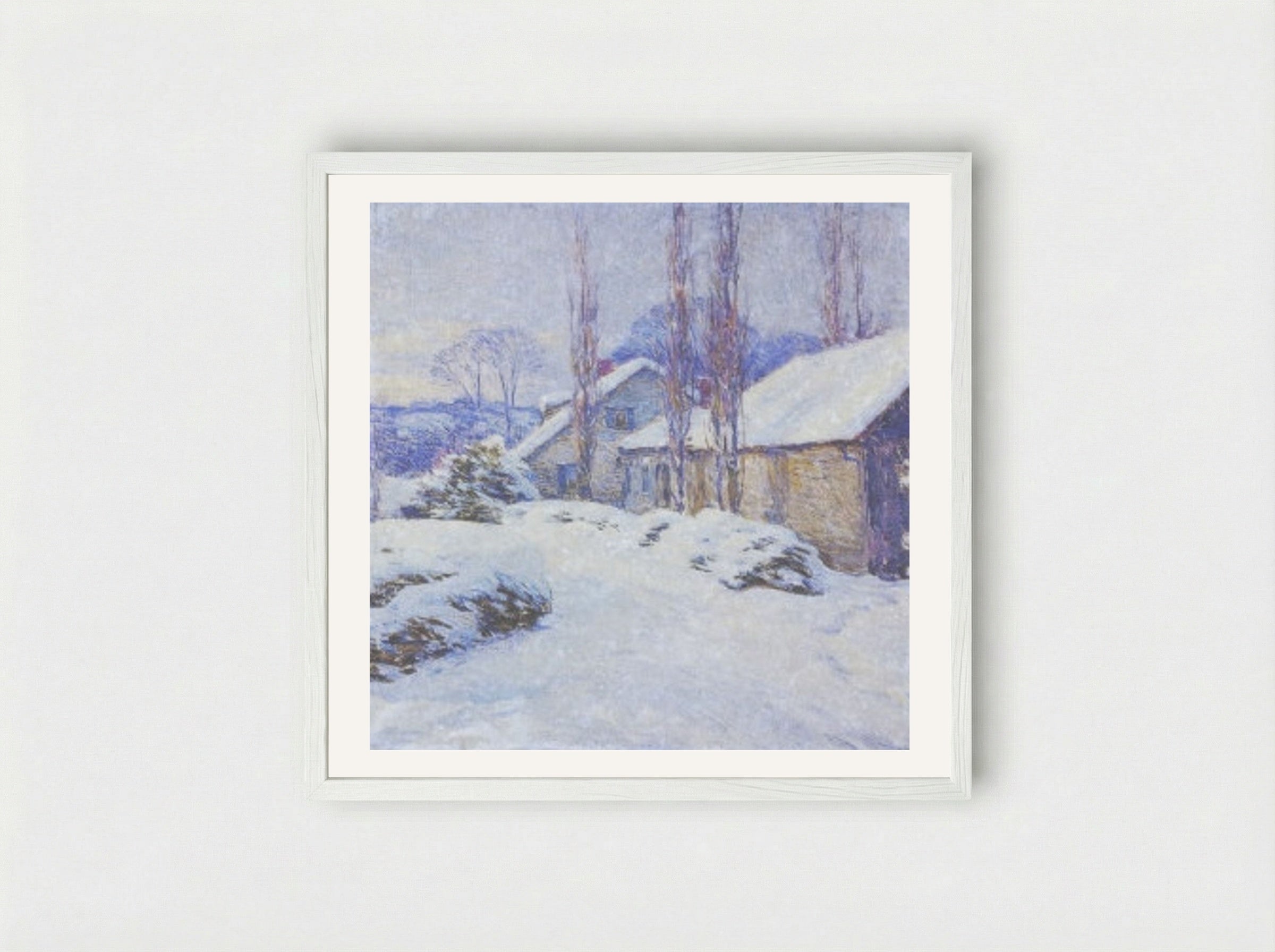 Winter Afternoon - Willard Metcalf - Framed Print White