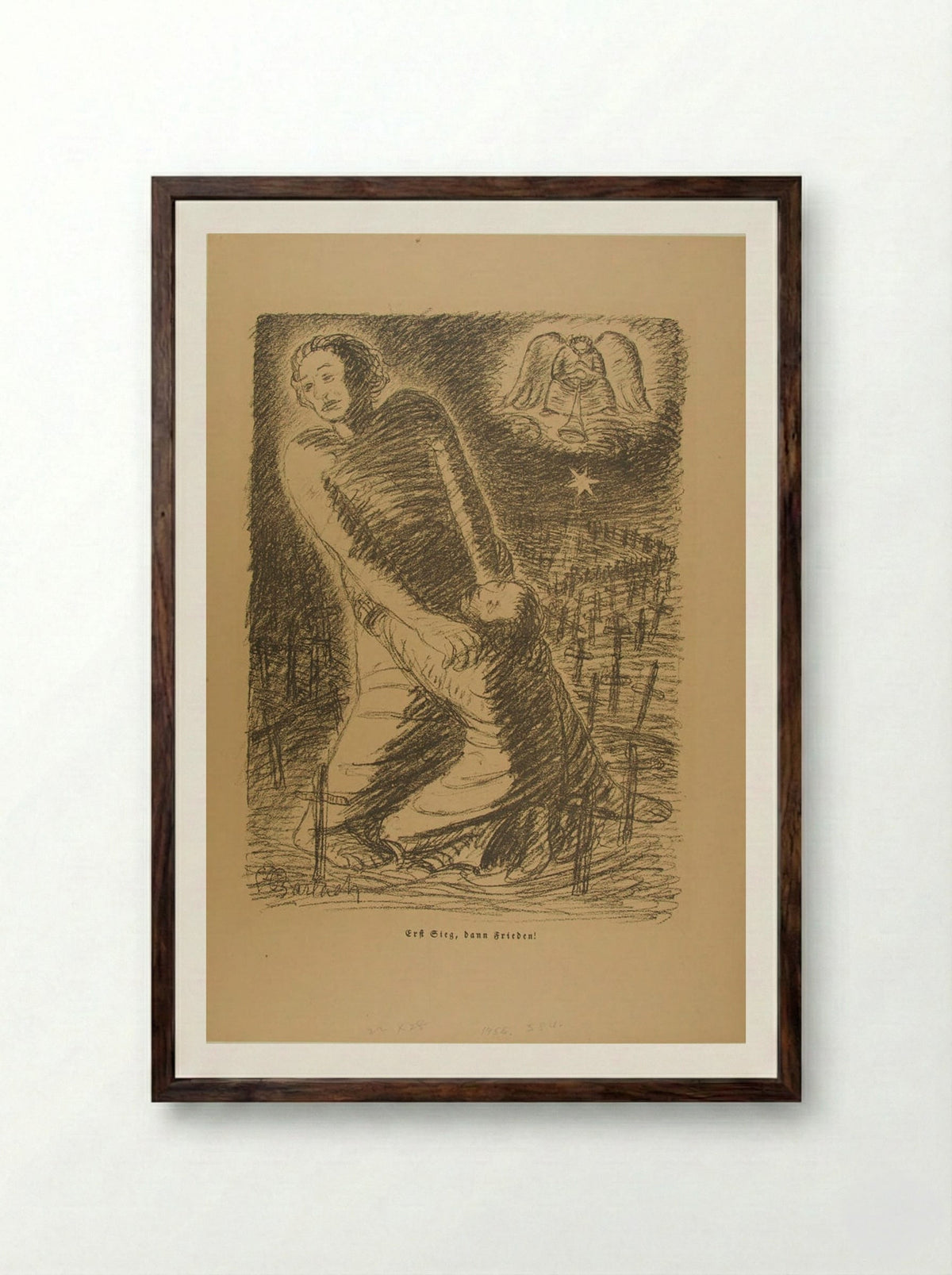 First Victory; Then Peace - Ernst Barlach - Framed Print Dark Wood