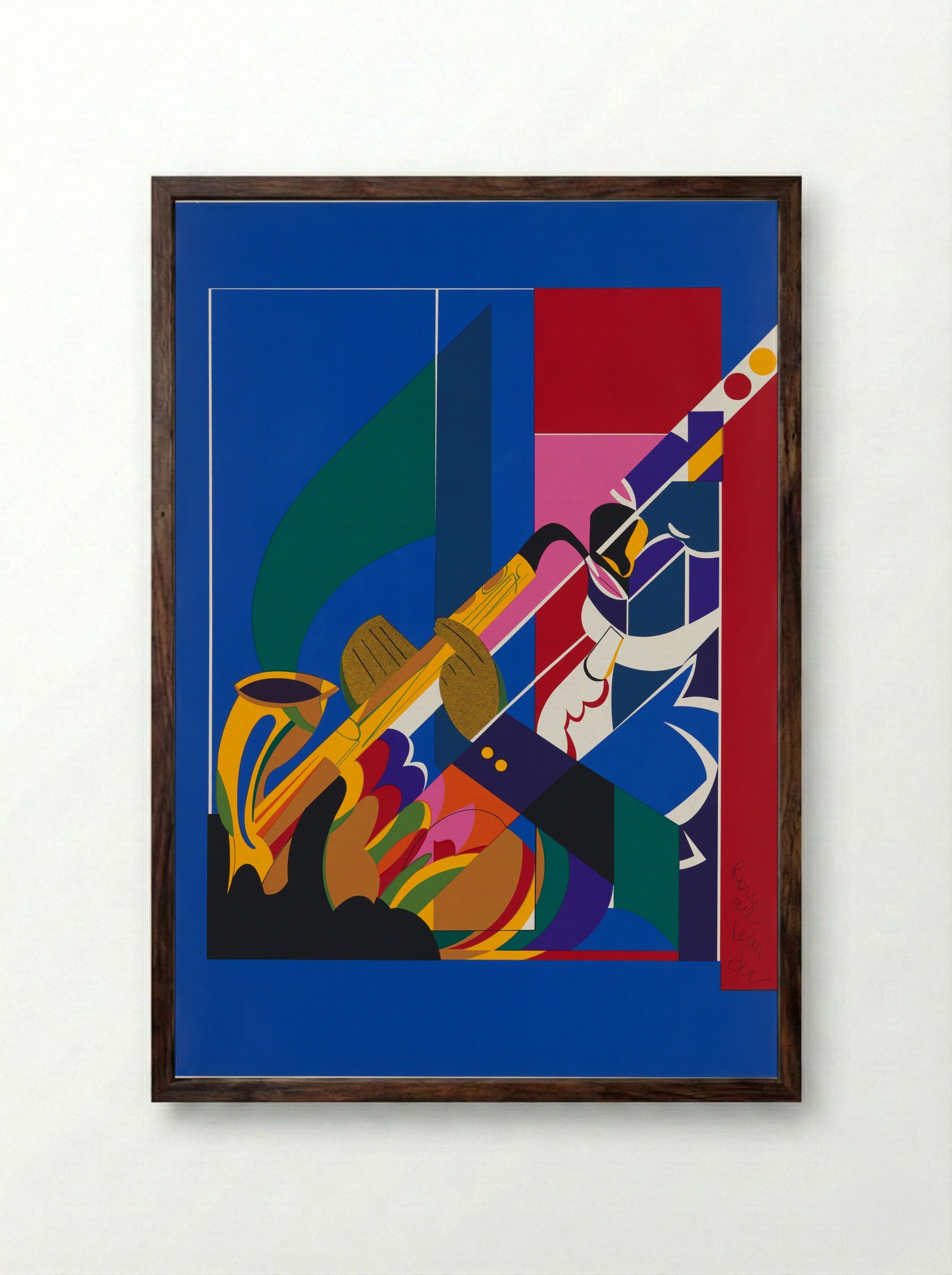 Alto Saxophone - Romare Bearden - Framed Print Dark Wood