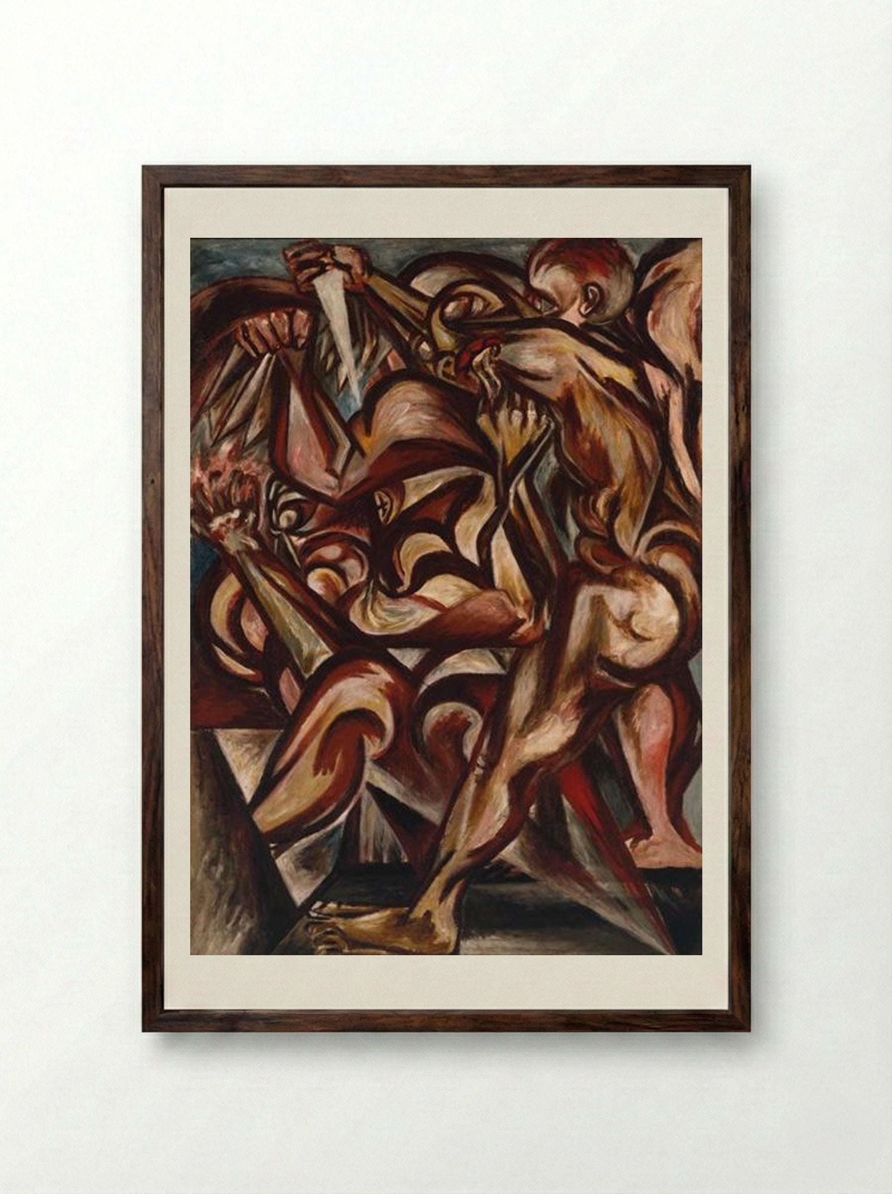 Man with Knife - Jackson Pollock - Framed Print Dark Wood
