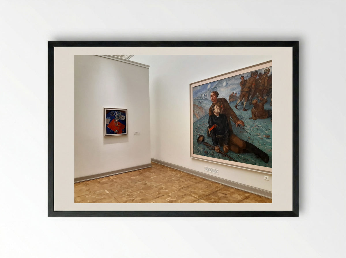 Death of a Commissar - Kuzma Petrov-Vodkin - Framed Print Black