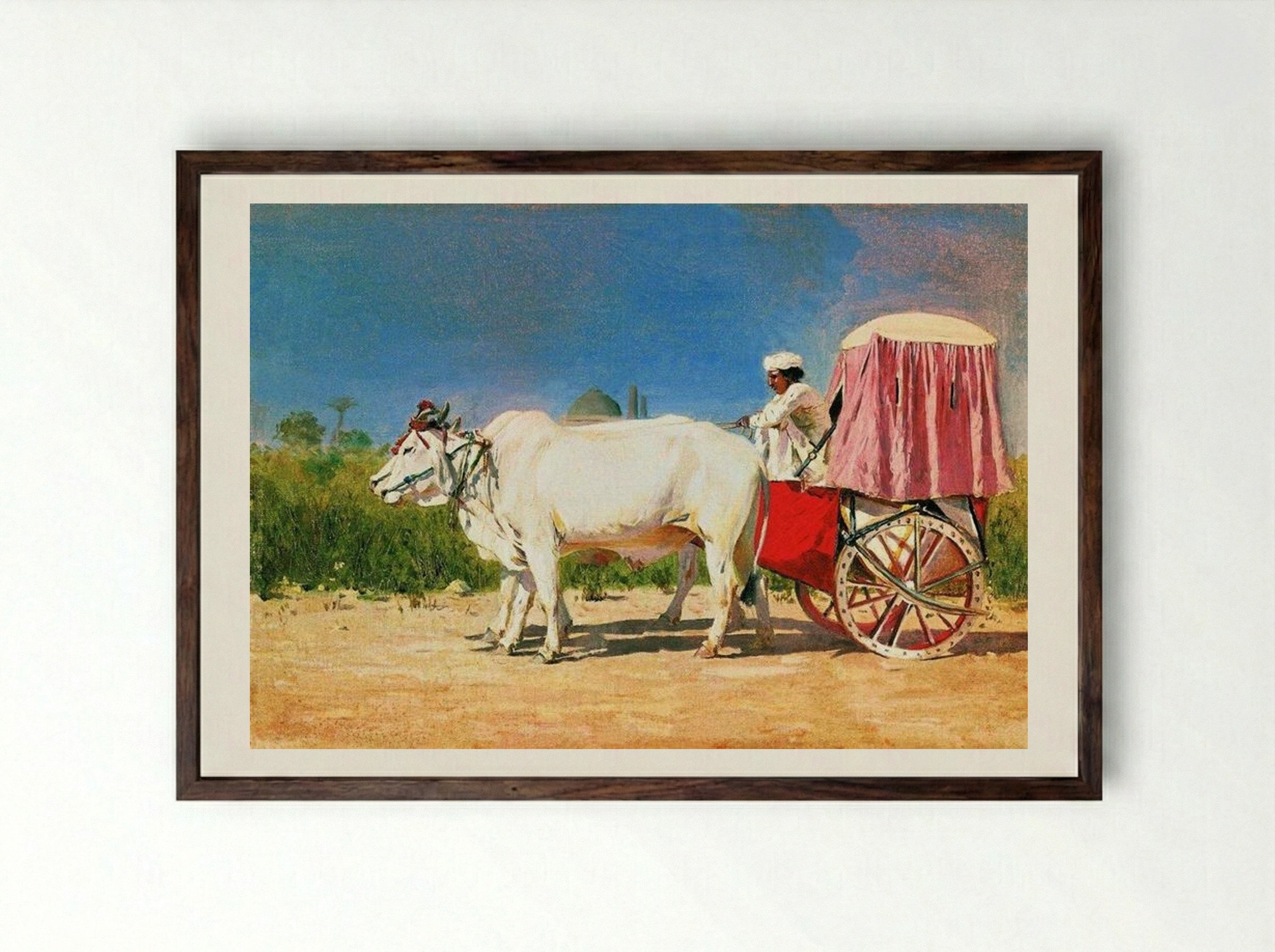 Vehicle in Delhi - Vasily Vereshchagin - Framed Print Dark Wood