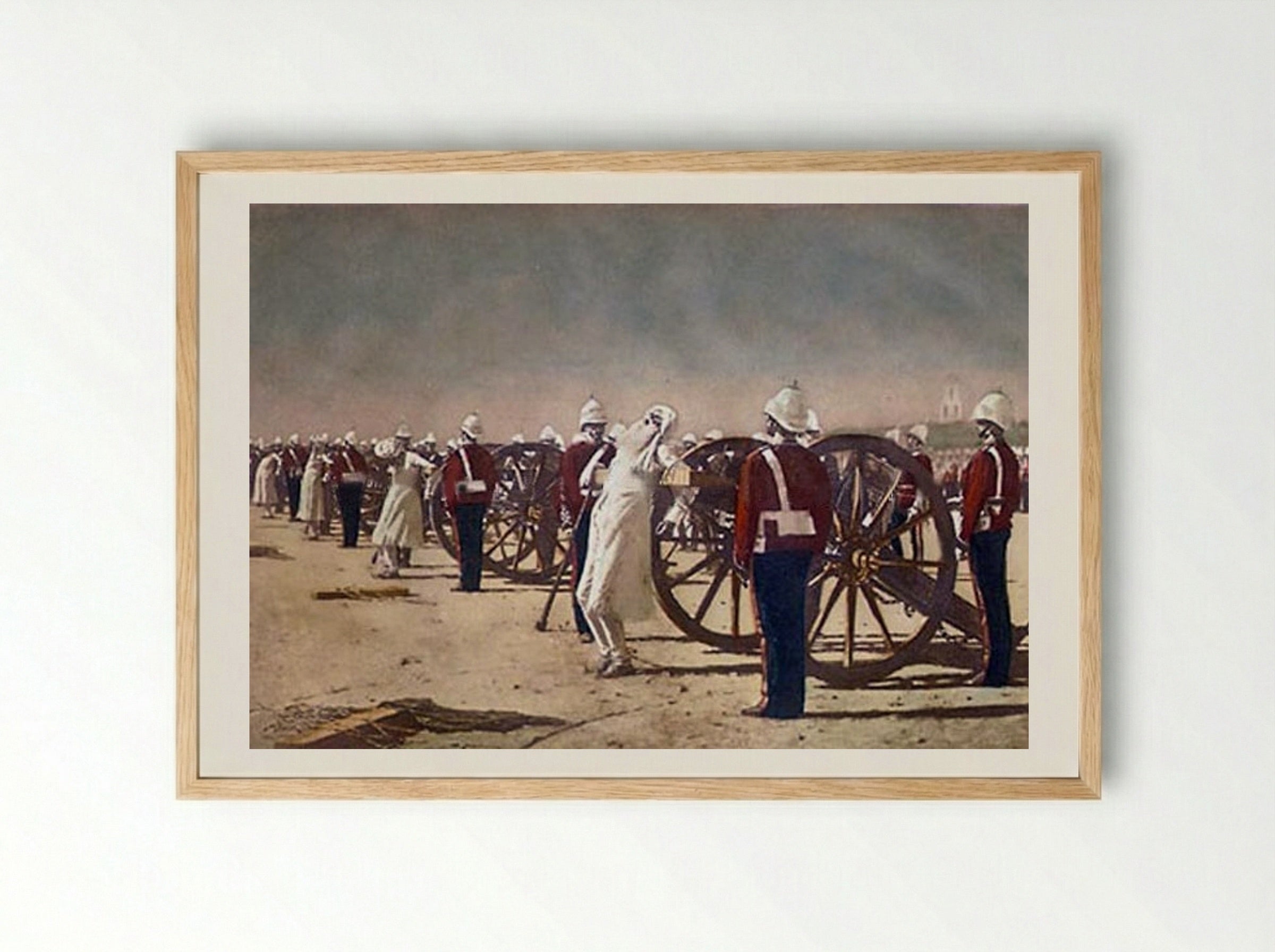 Blowing from Guns in British India - Vasily Vereshchagin - Framed Print Wood