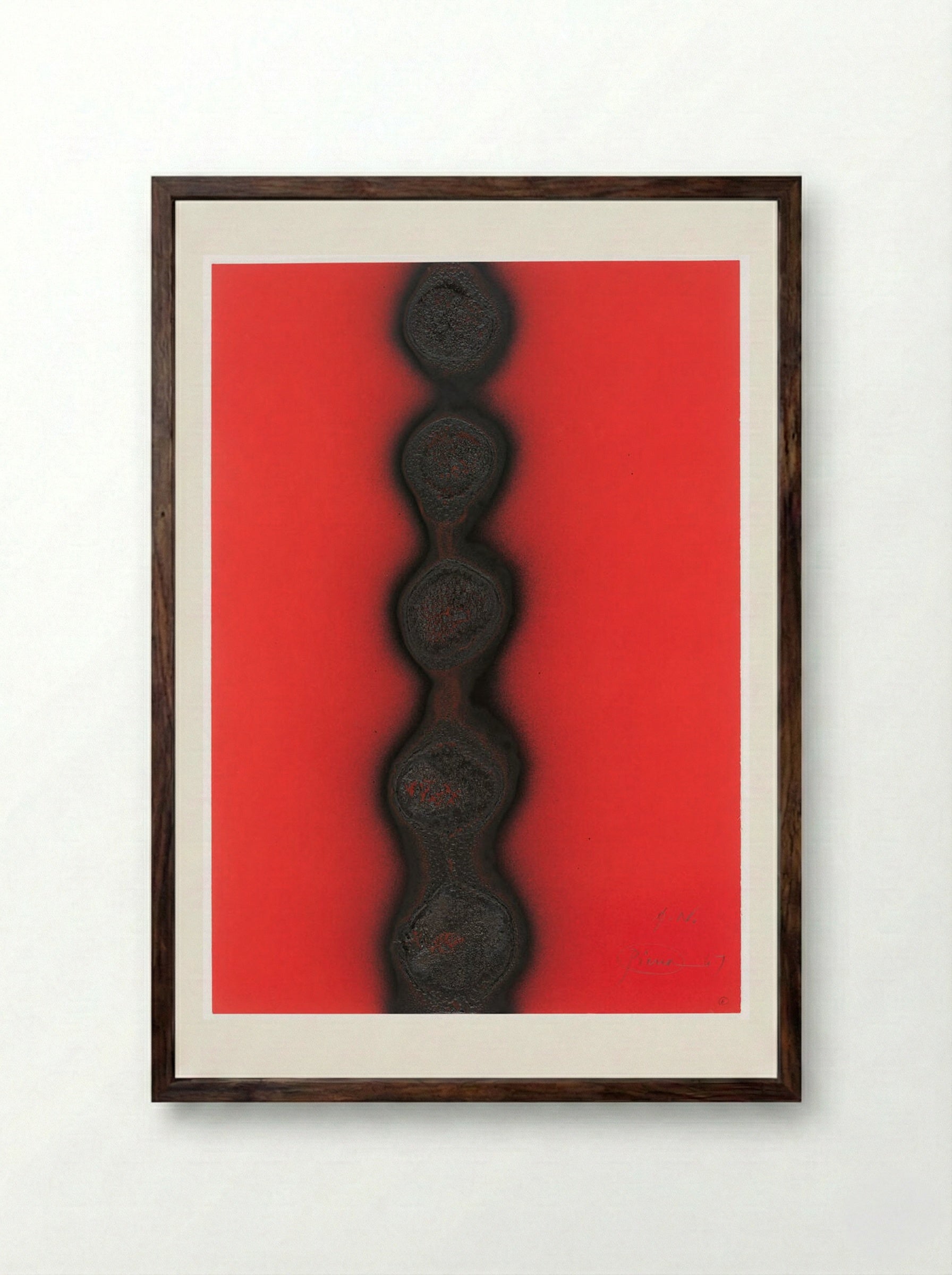 Untitled (Red) - Otto Piene - Framed Print Dark Wood