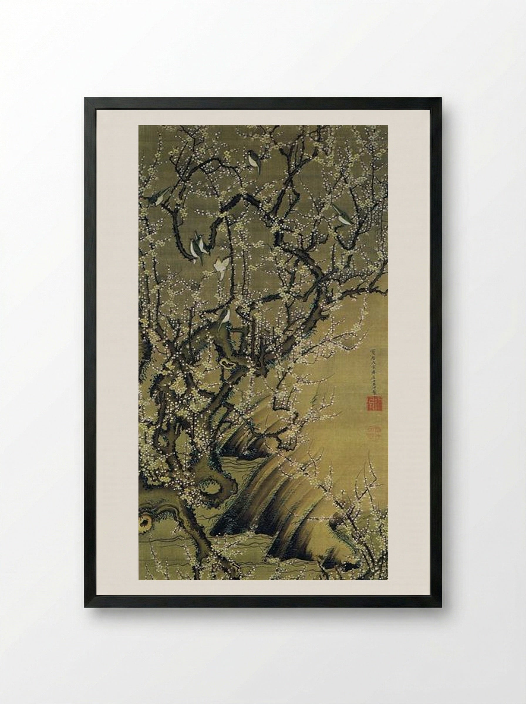 Baika shokinzu - Ito Jakuchu - Framed Print Black
